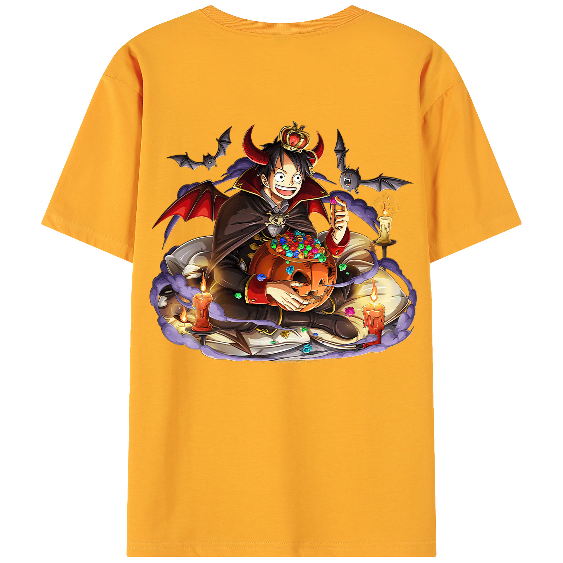 ワンピース モンキー・D・ルフィ ONE PIECE Monkey D. Luffy 綿100％ メンズ半袖Tシャツ（バックプリント） 通気性