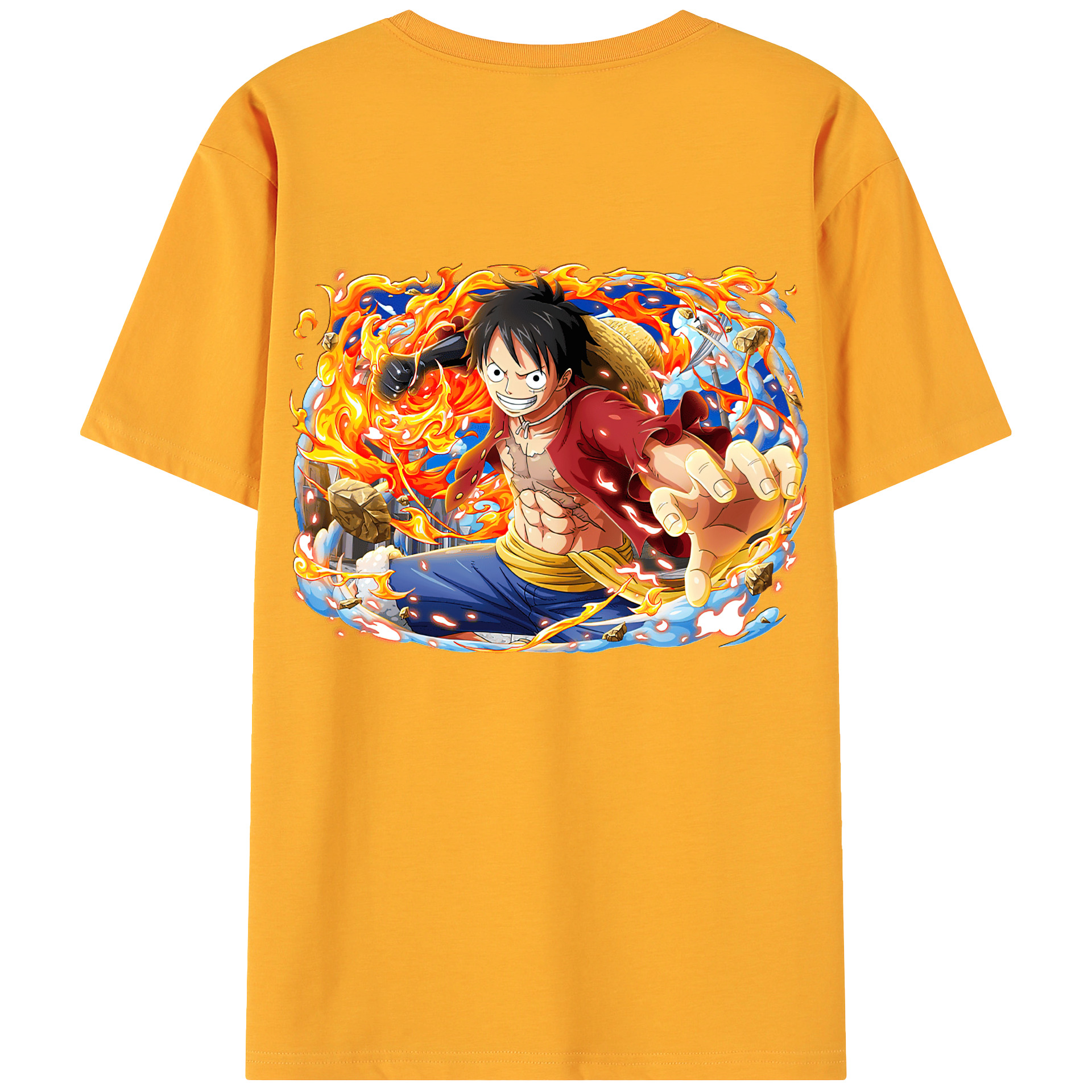 ワンピース モンキー・D・ルフィ ONE PIECE Monkey D. Luffy 綿100％ メンズ半袖Tシャツ（バックプリント） 通気性