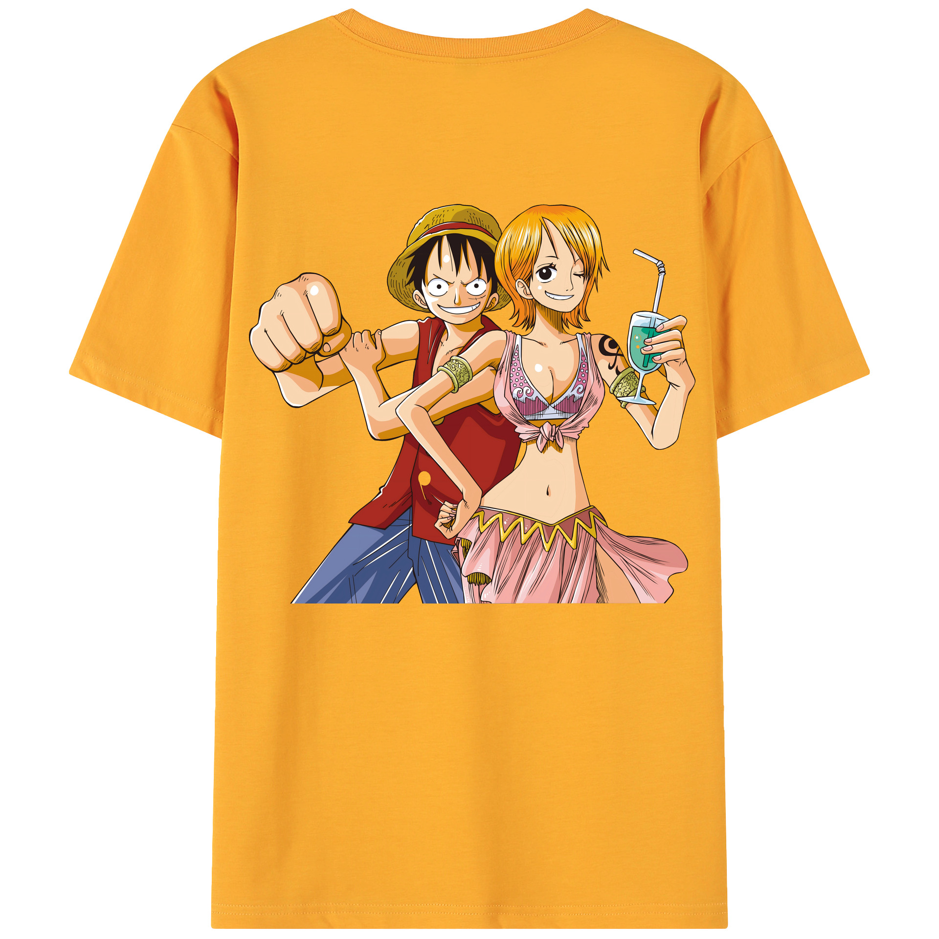 ワンピース モンキー・D・ルフィ ONE PIECE Monkey D. Luffy 綿100％ メンズ半袖Tシャツ（バックプリント） 通気性