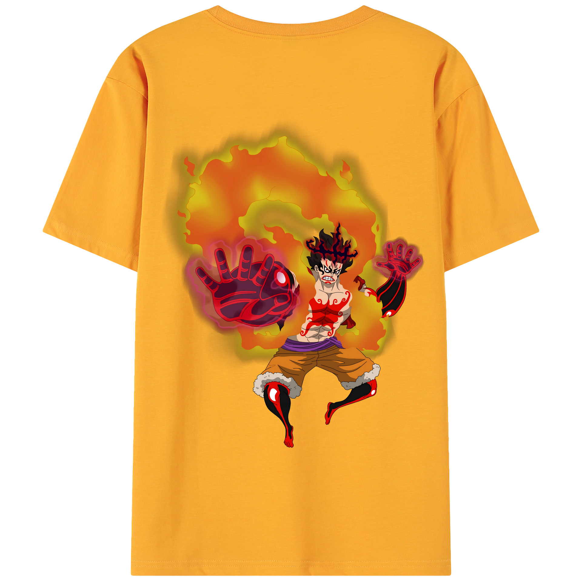 ワンピース モンキー・D・ルフィ ONE PIECE Monkey D. Luffy 綿100％ メンズ半袖Tシャツ（バックプリント） 通気性