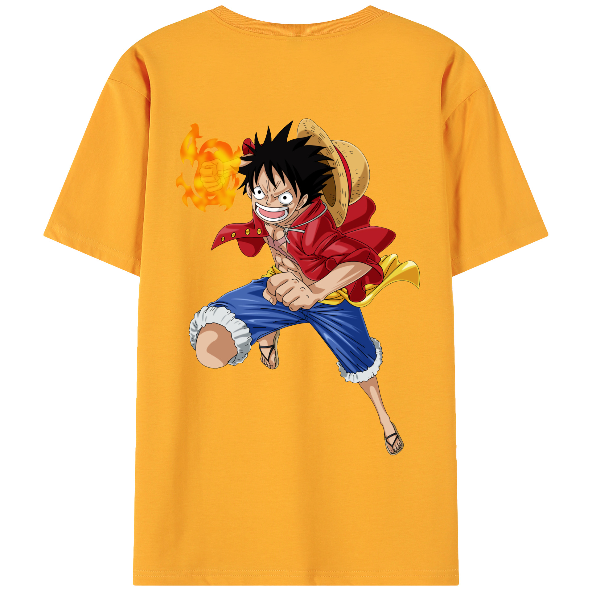 ワンピース モンキー・D・ルフィ ONE PIECE Monkey D. Luffy 綿100％ メンズ半袖Tシャツ（バックプリント） 通気性