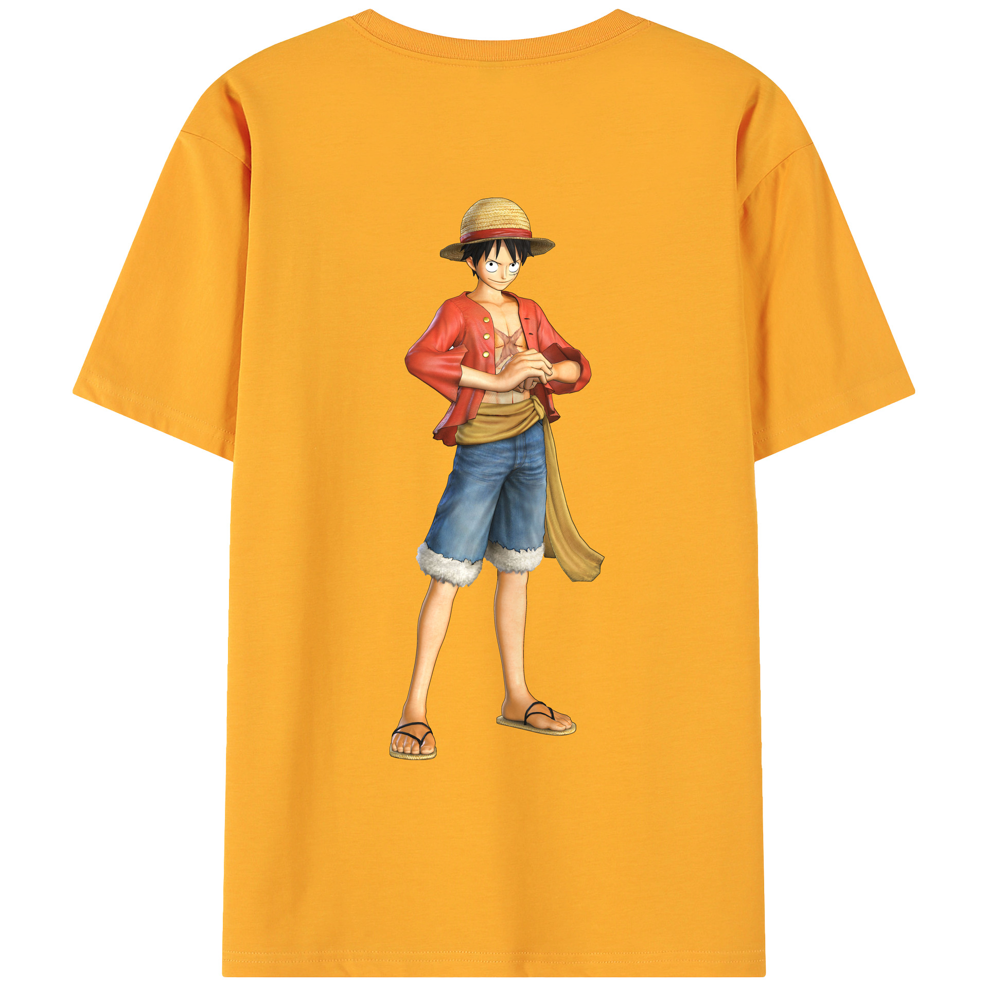 ワンピース モンキー・D・ルフィ ONE PIECE Monkey D. Luffy 綿100％ メンズ半袖Tシャツ（バックプリント） 通気性