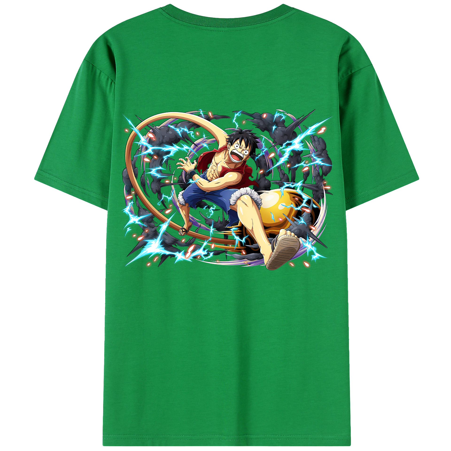 ワンピース モンキー・D・ルフィ ONE PIECE Monkey D. Luffy 綿100％ メンズ半袖Tシャツ（バックプリント） 通気性