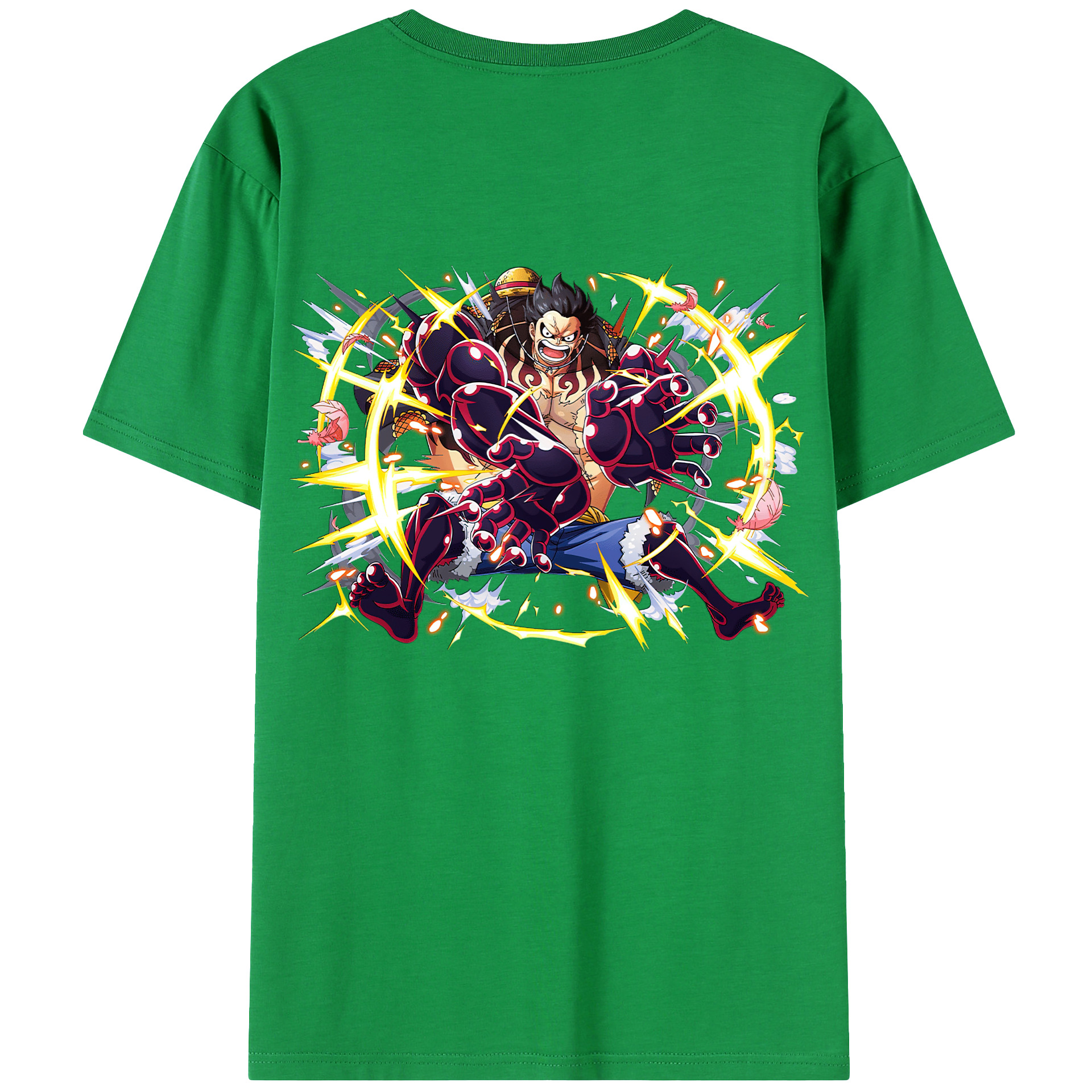 ワンピース モンキー・D・ルフィ ONE PIECE Monkey D. Luffy 綿100％ メンズ半袖Tシャツ（バックプリント） 通気性