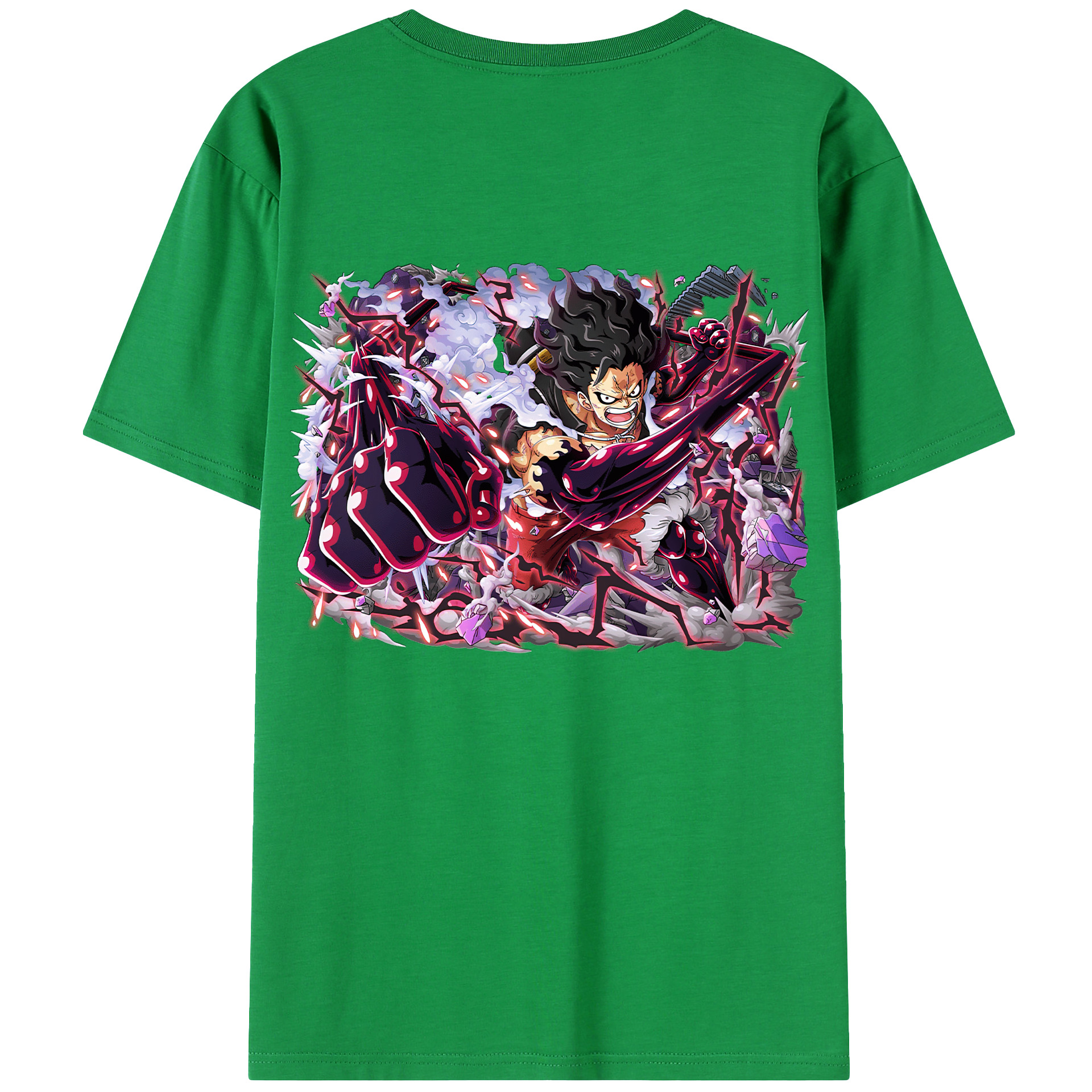 ワンピース モンキー・D・ルフィ ONE PIECE Monkey D. Luffy 綿100％ メンズ半袖Tシャツ（バックプリント） 通気性