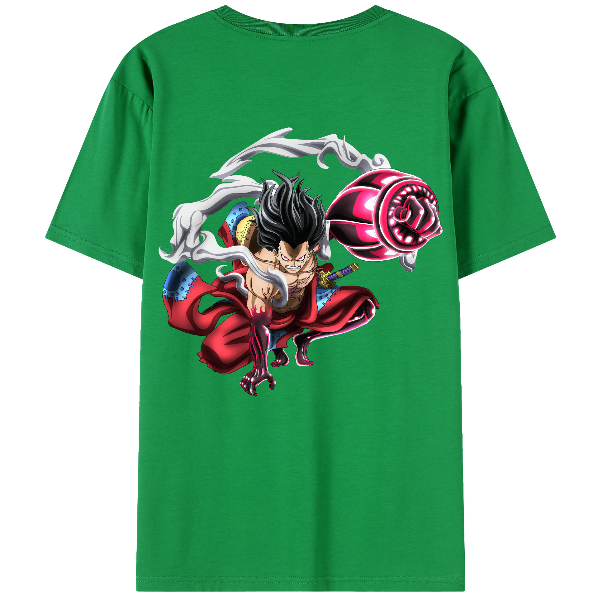 ワンピース モンキー・D・ルフィ ONE PIECE Monkey D. Luffy 綿100％ メンズ半袖Tシャツ（バックプリント） 通気性