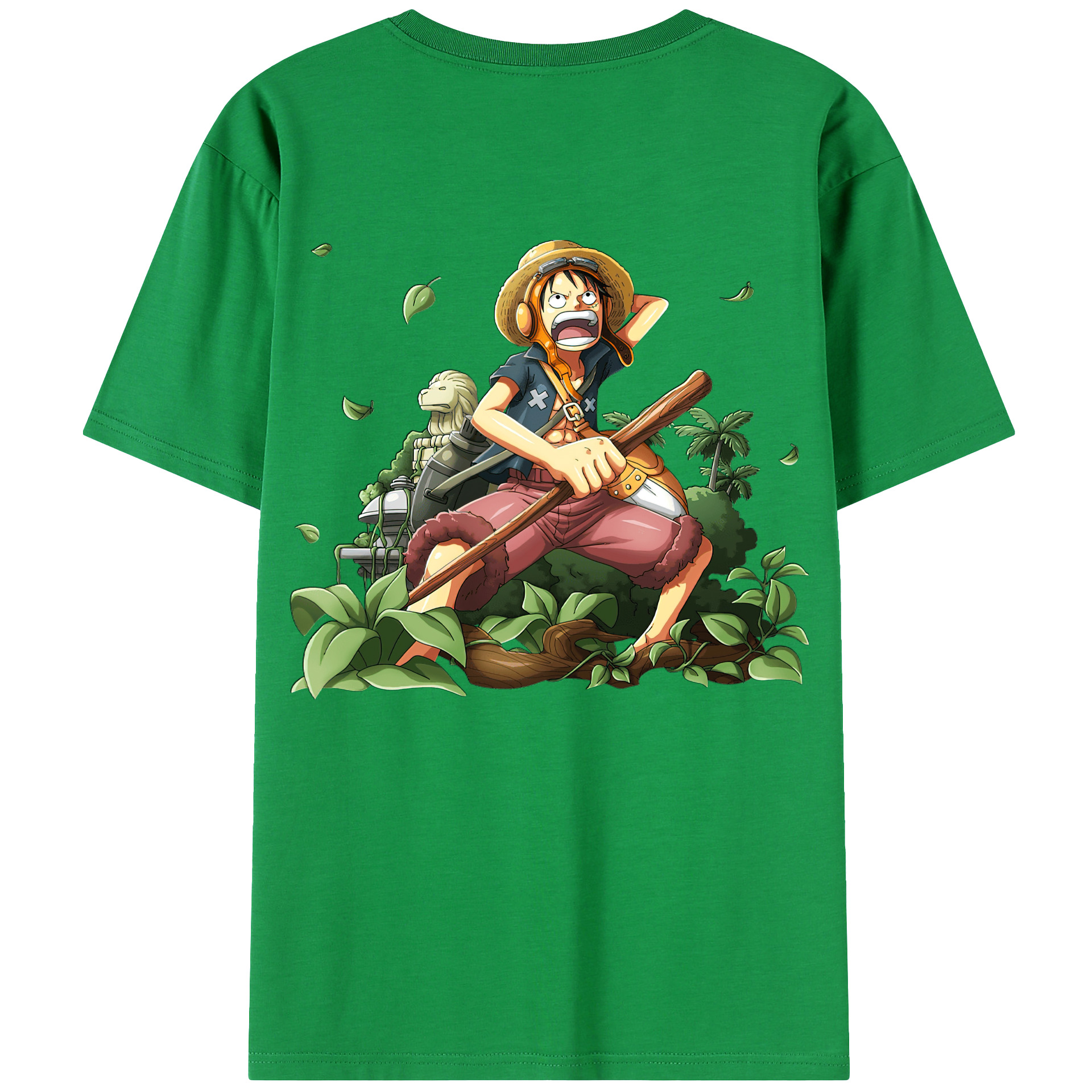 （画像用） ワンピース モンキー・D・ルフィ ONE PIECE Monkey D. Luffy 綿100％ メンズ半袖Tシャツ（バックプリント） 通気性