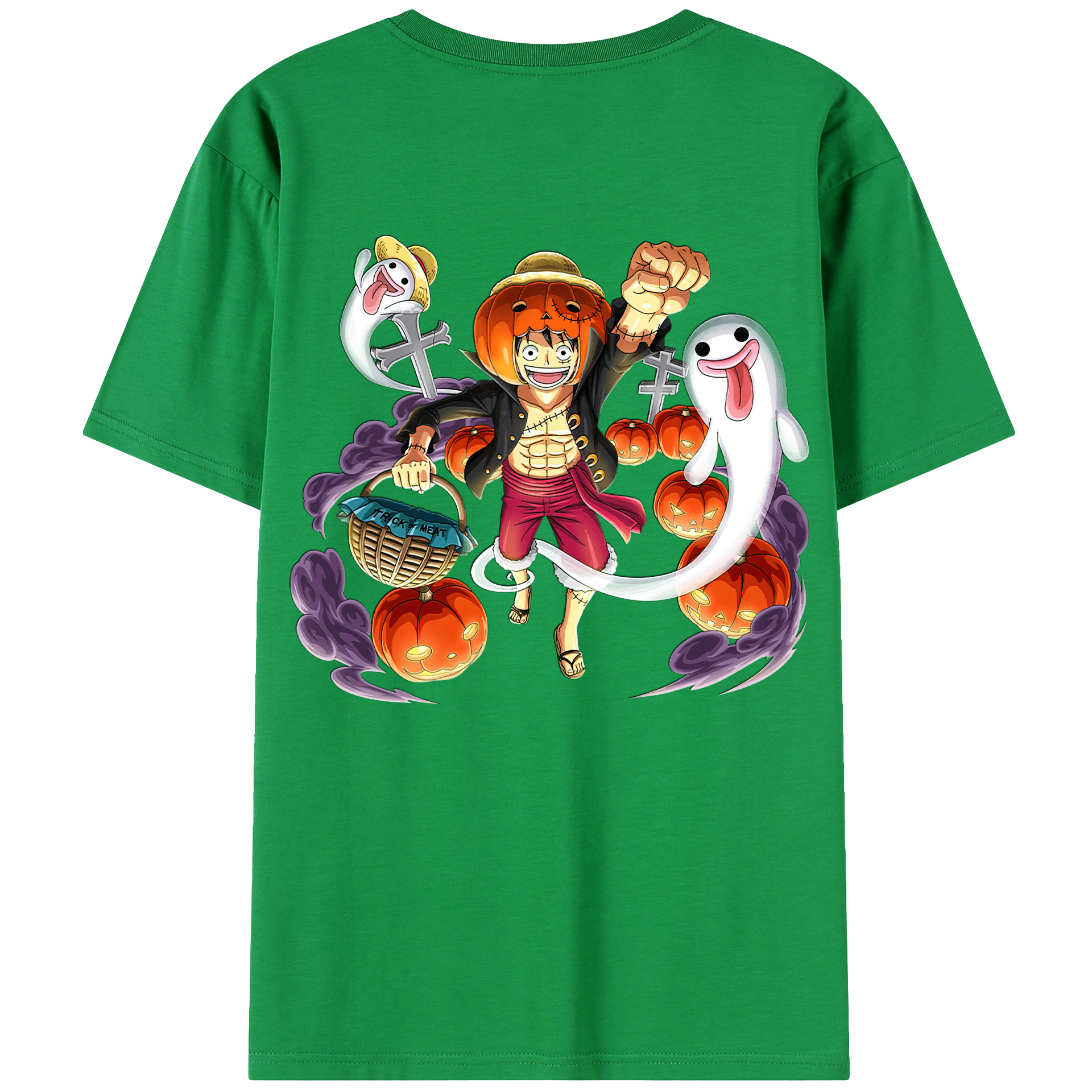 ワンピース モンキー・D・ルフィ ONE PIECE Monkey D. Luffy 綿100％ メンズ半袖Tシャツ（バックプリント） 通気性