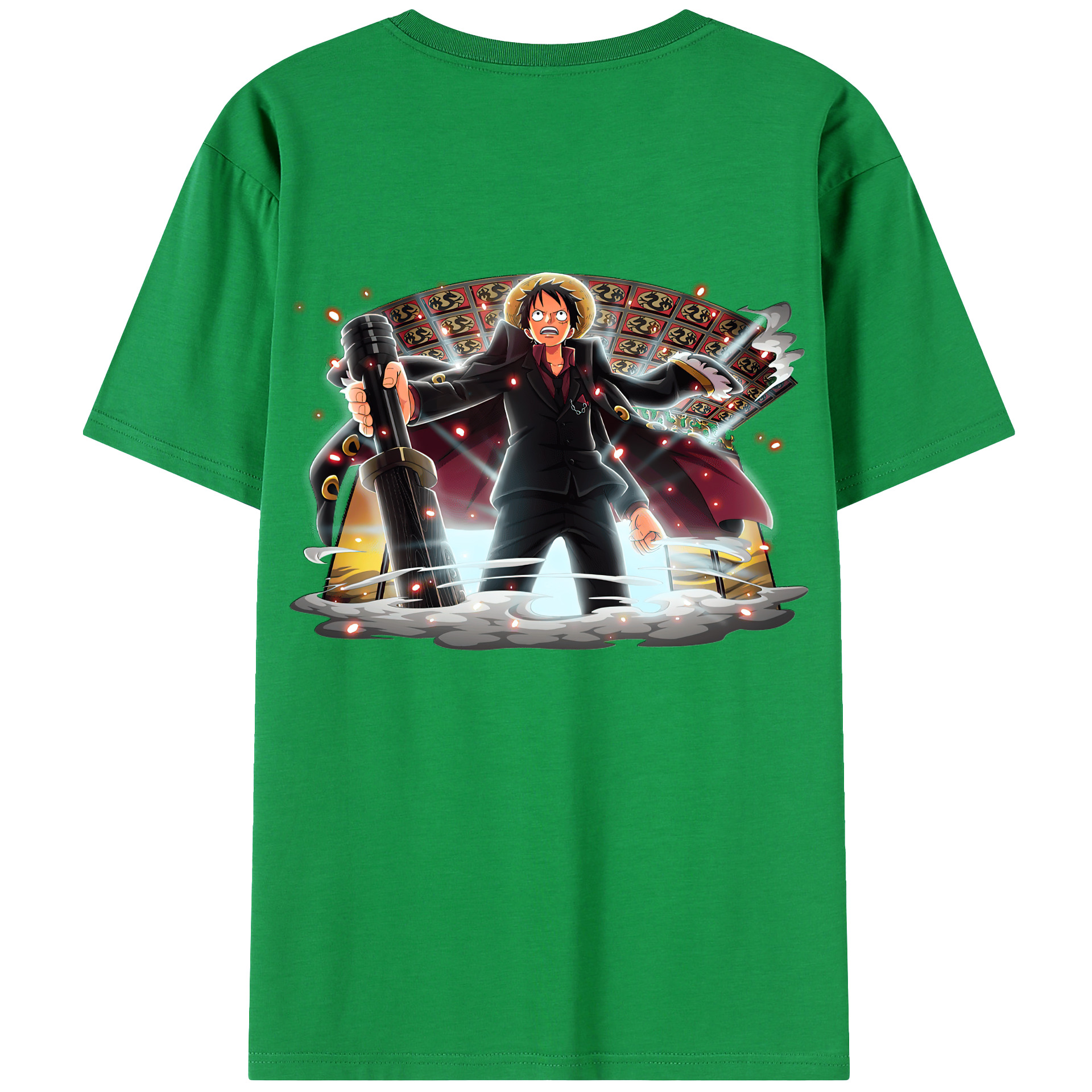 （画像用） ワンピース モンキー・D・ルフィ ONE PIECE Monkey D. Luffy 綿100％ メンズ半袖Tシャツ（バックプリント） 通気性