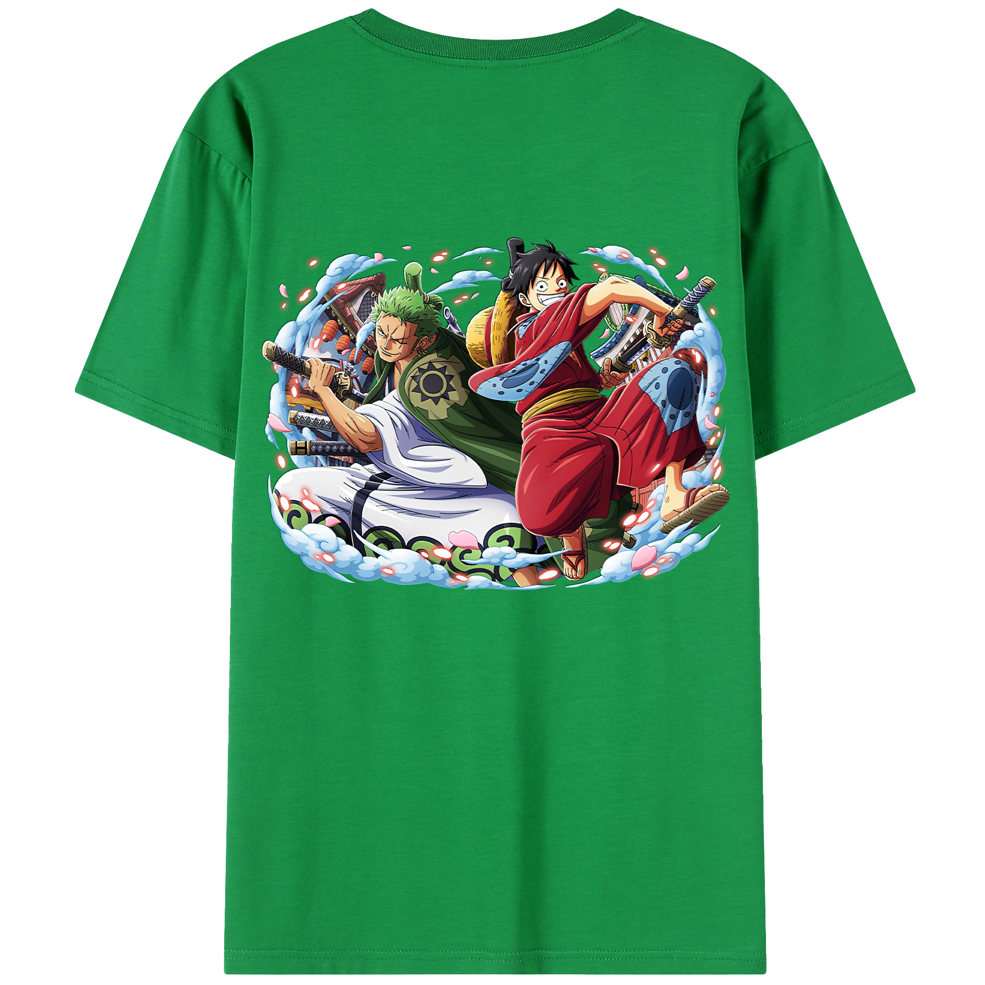 ワンピース モンキー・D・ルフィ ONE PIECE Monkey D. Luffy 綿100％ メンズ半袖Tシャツ（バックプリント） 通気性