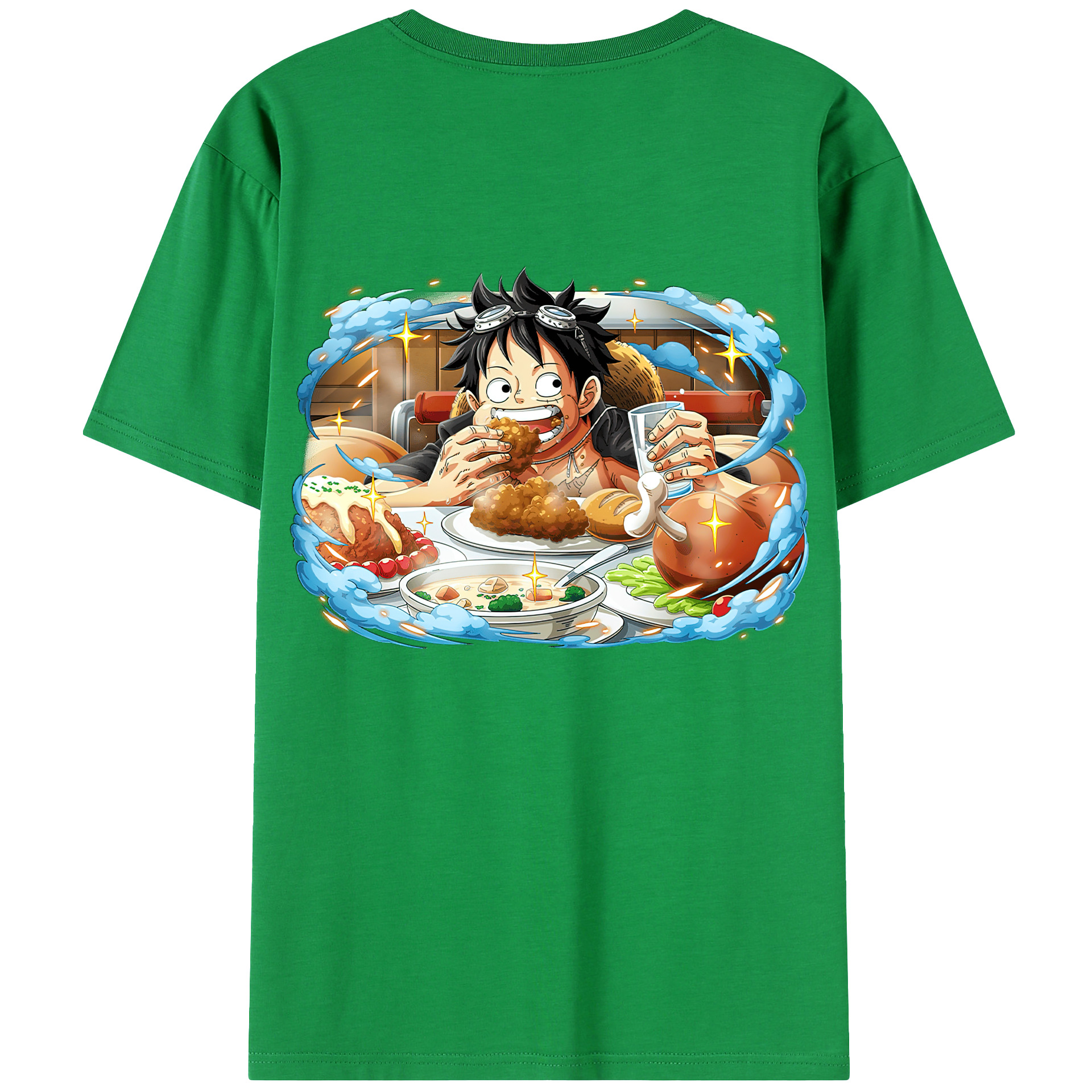 ワンピース モンキー・D・ルフィ ONE PIECE Monkey D. Luffy 綿100％ メンズ半袖Tシャツ（バックプリント） 通気性