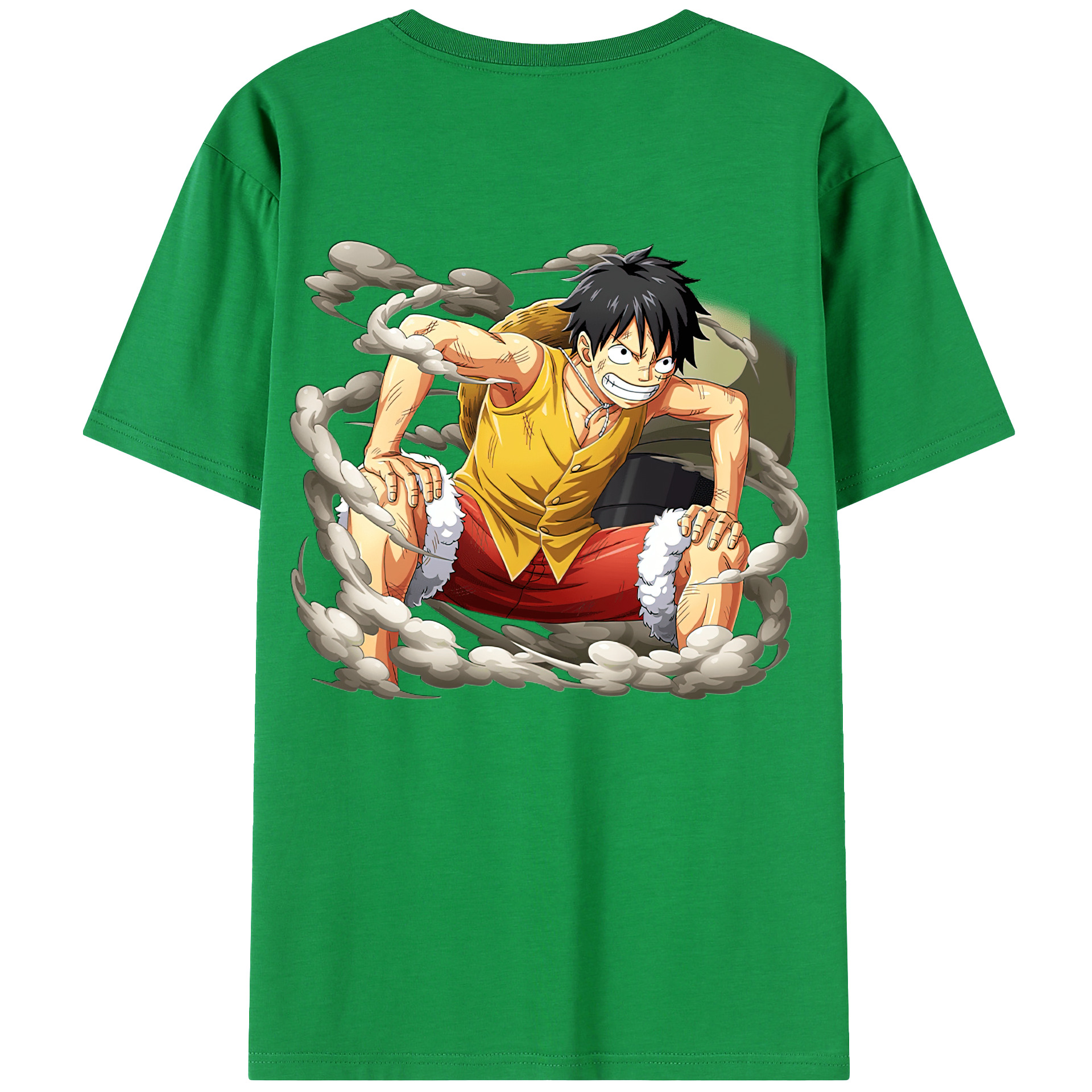 ワンピース モンキー・D・ルフィ ONE PIECE Monkey D. Luffy 綿100％ メンズ半袖Tシャツ（バックプリント） 通気性