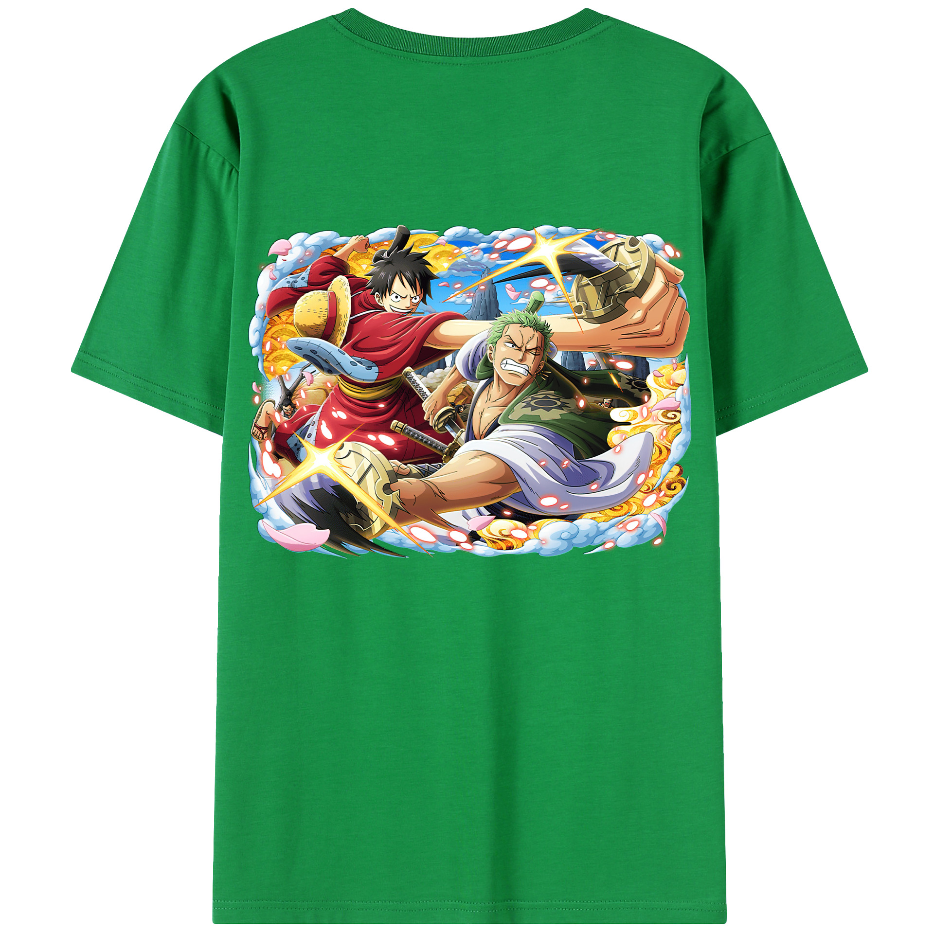 ワンピース モンキー・D・ルフィ ONE PIECE Monkey D. Luffy 綿100％ メンズ半袖Tシャツ（バックプリント） 通気性