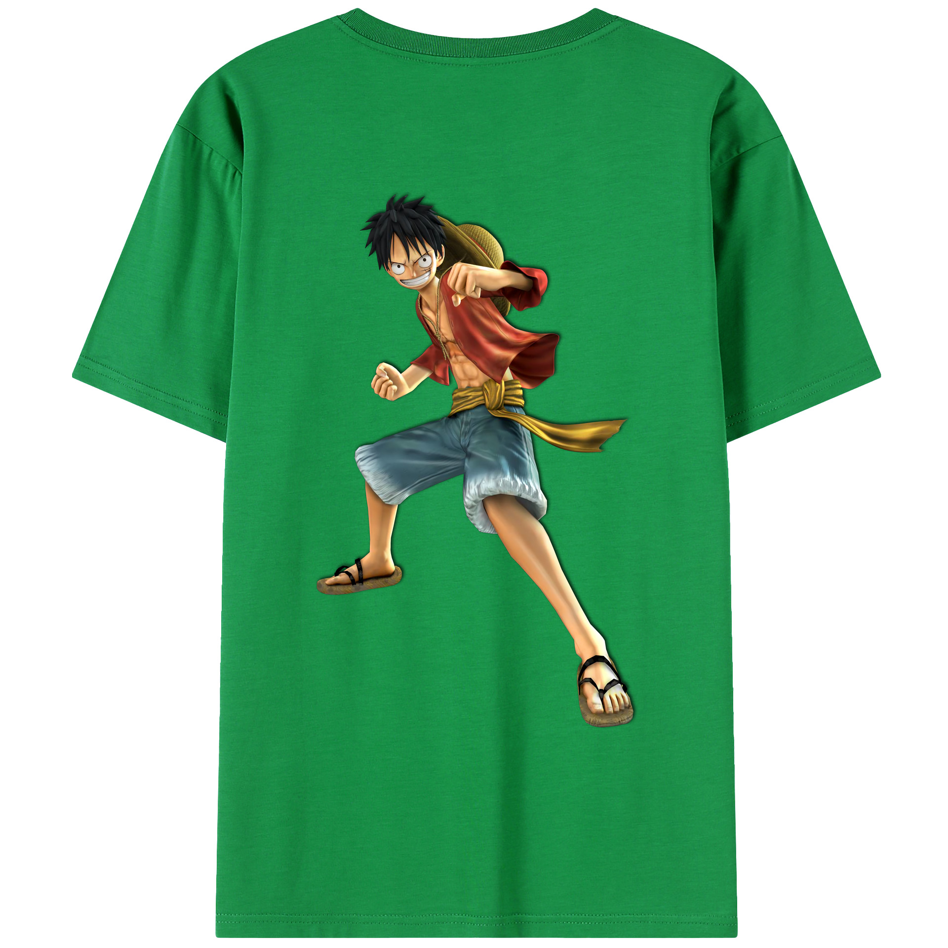 ワンピース モンキー・D・ルフィ ONE PIECE Monkey D. Luffy 綿100％ メンズ半袖Tシャツ（バックプリント） 通気性