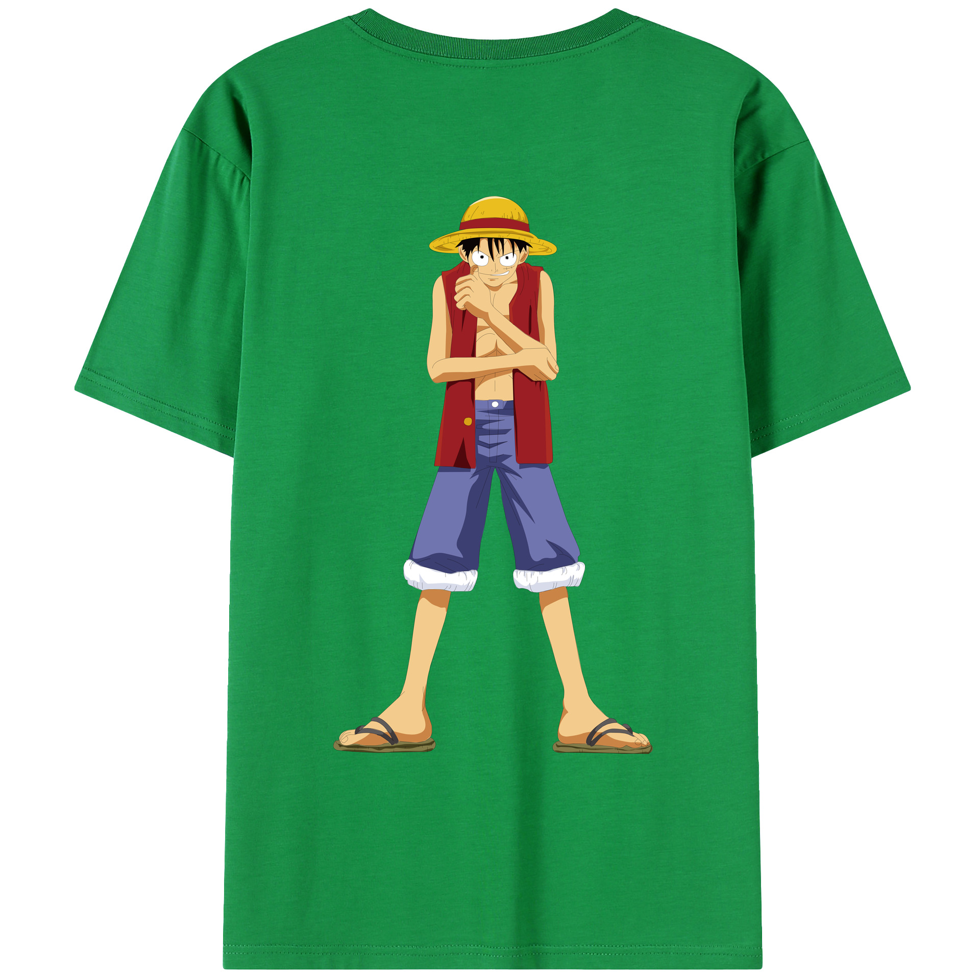 ワンピース モンキー・D・ルフィ ONE PIECE Monkey D. Luffy 綿100％ メンズ半袖Tシャツ（バックプリント） 通気性