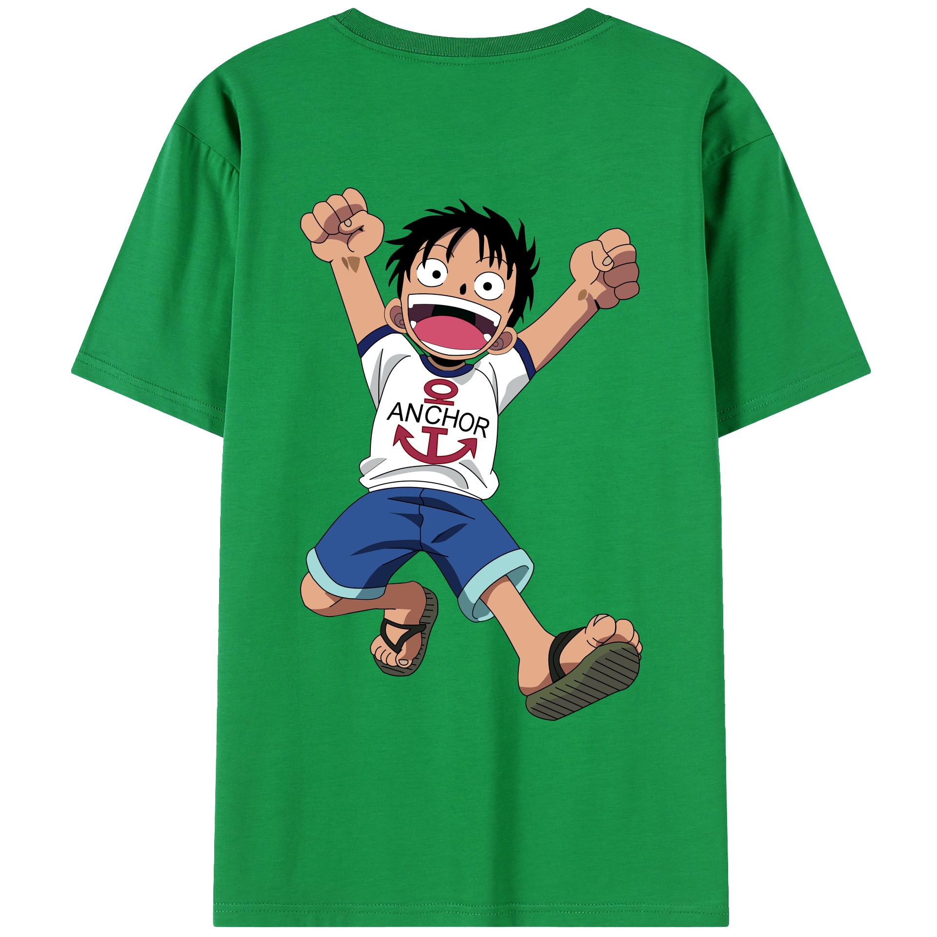 ワンピース モンキー・D・ルフィ ONE PIECE Monkey D. Luffy 綿100％ メンズ半袖Tシャツ（バックプリント） 通気性
