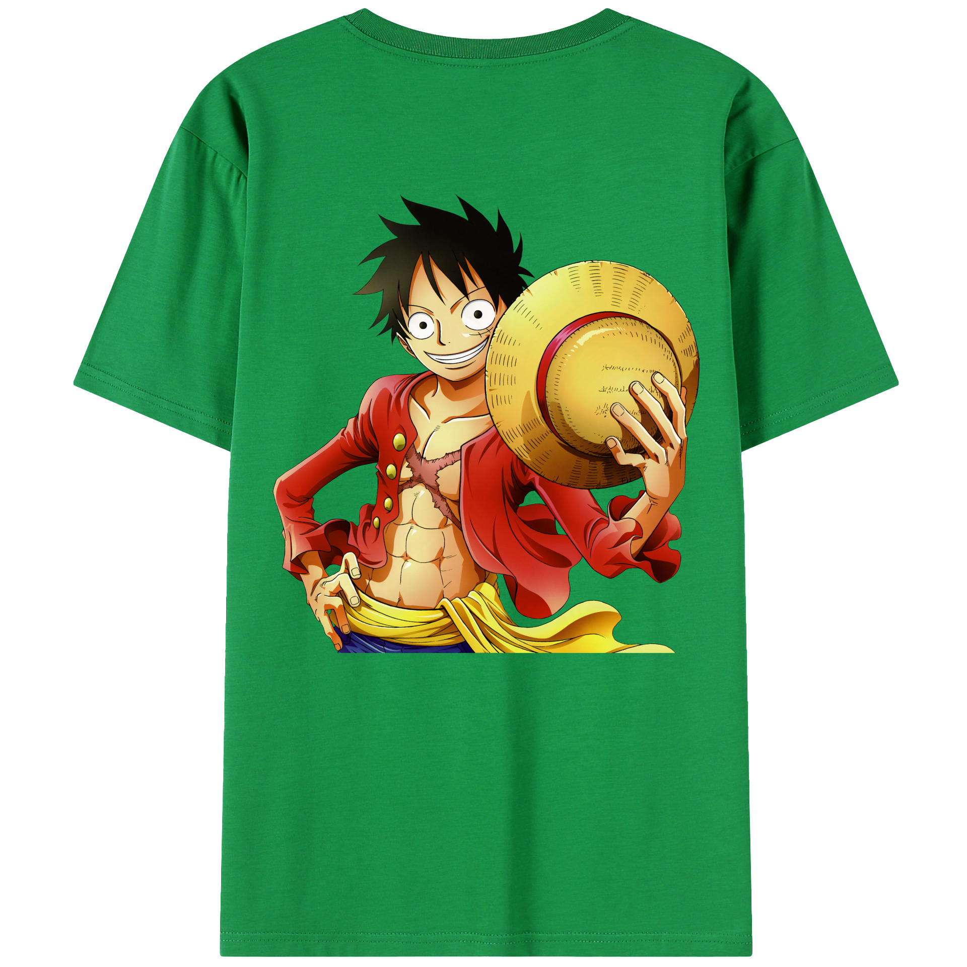 ワンピース モンキー・D・ルフィ ONE PIECE Monkey D. Luffy 綿100％ メンズ半袖Tシャツ（バックプリント） 通気性