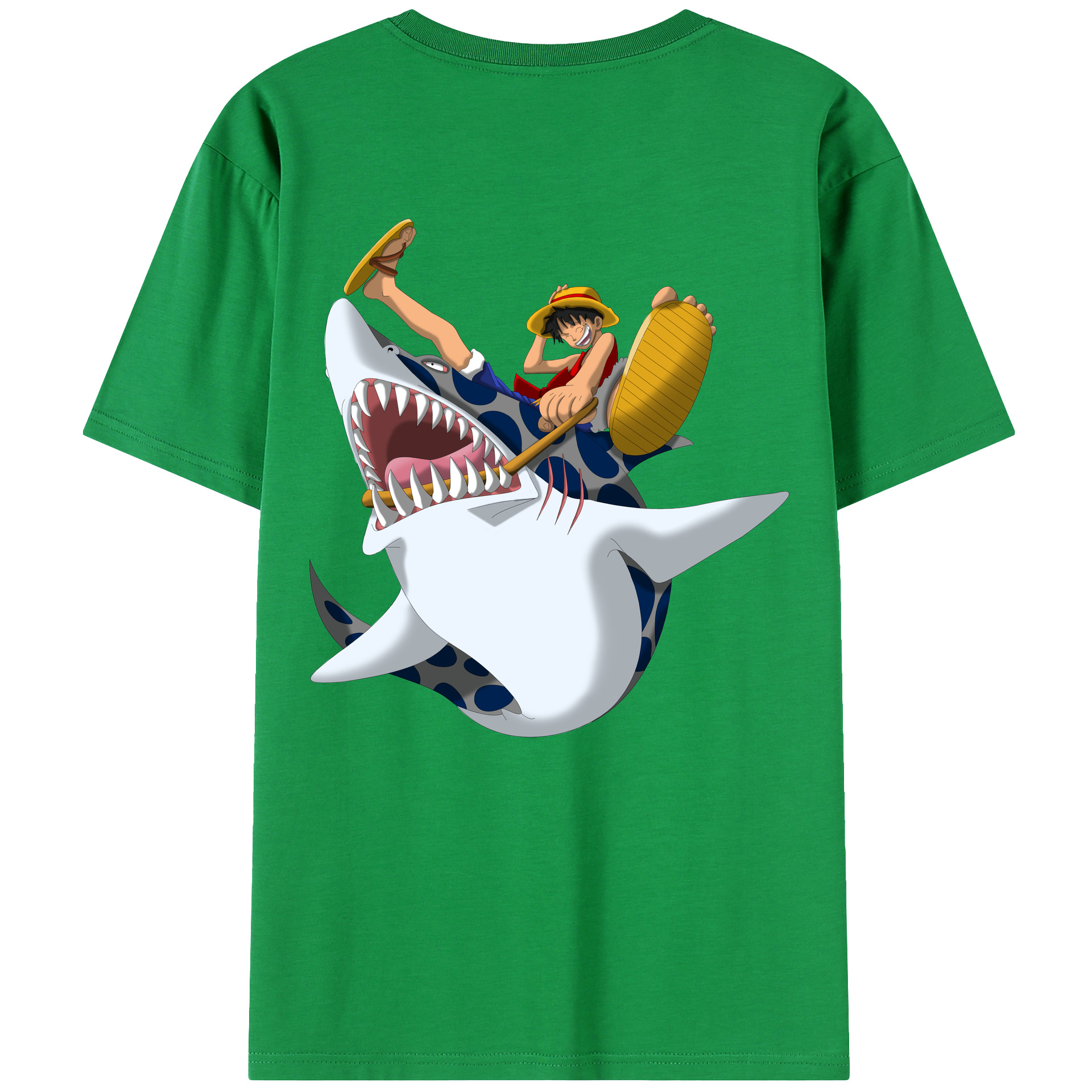 ワンピース モンキー・D・ルフィ ONE PIECE Monkey D. Luffy 綿100％ メンズ半袖Tシャツ（バックプリント） 通気性