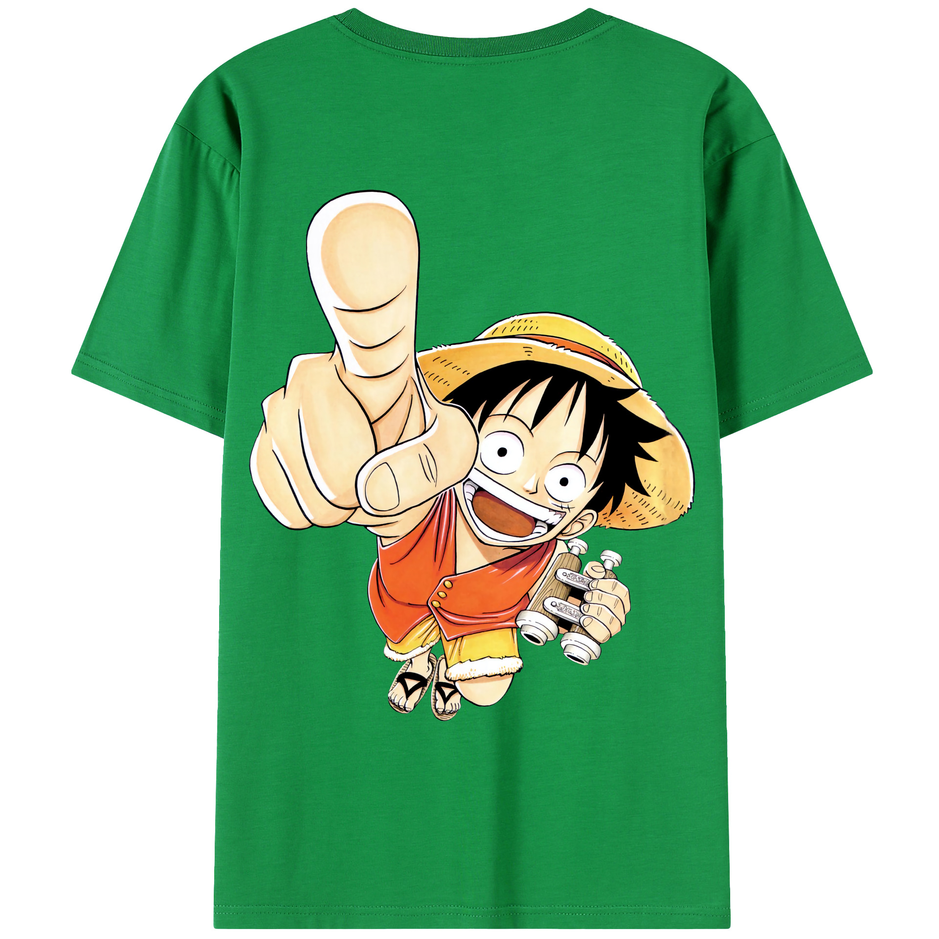 ワンピース モンキー・D・ルフィ ONE PIECE Monkey D. Luffy 綿100％ メンズ半袖Tシャツ（バックプリント） 通気性