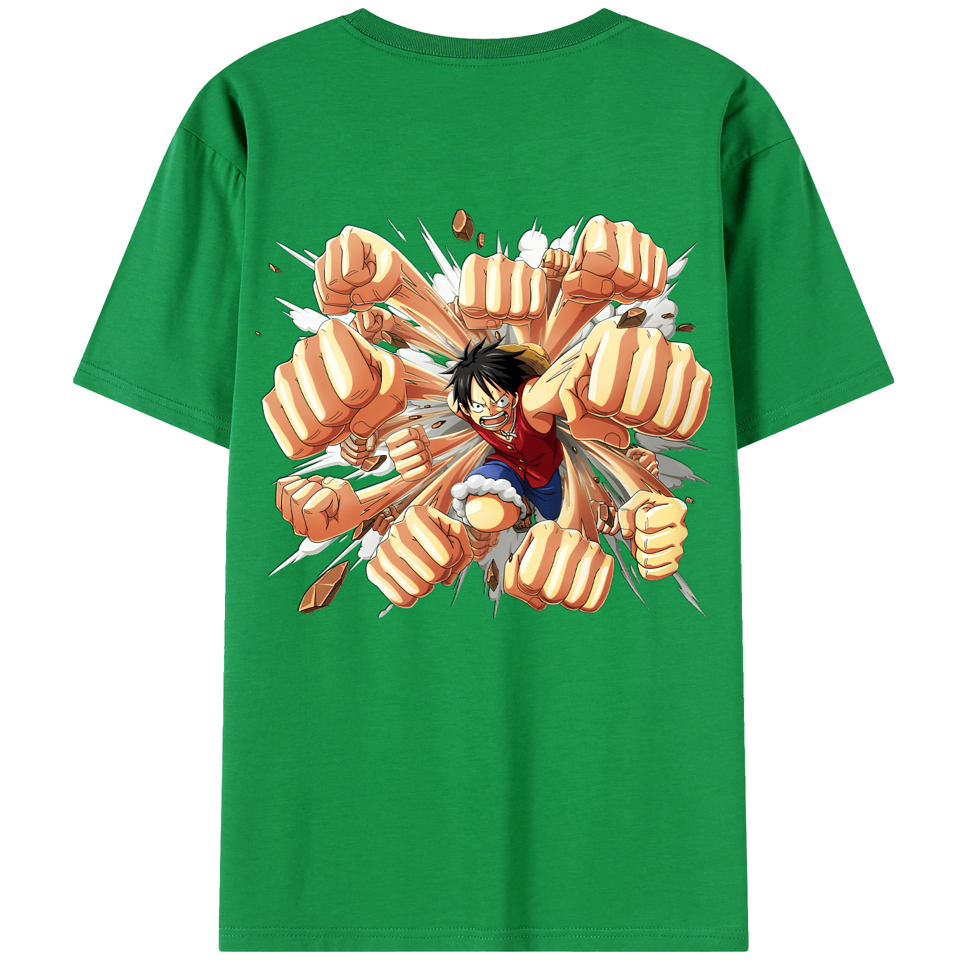（画像用） ワンピース モンキー・D・ルフィ ONE PIECE Monkey D. Luffy 綿100％ メンズ半袖Tシャツ（バックプリント） 通気性