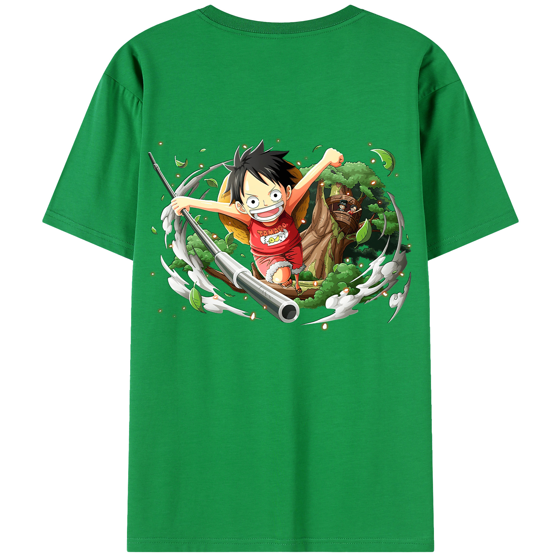 ワンピース モンキー・D・ルフィ ONE PIECE Monkey D. Luffy 綿100％ メンズ半袖Tシャツ（バックプリント） 通気性