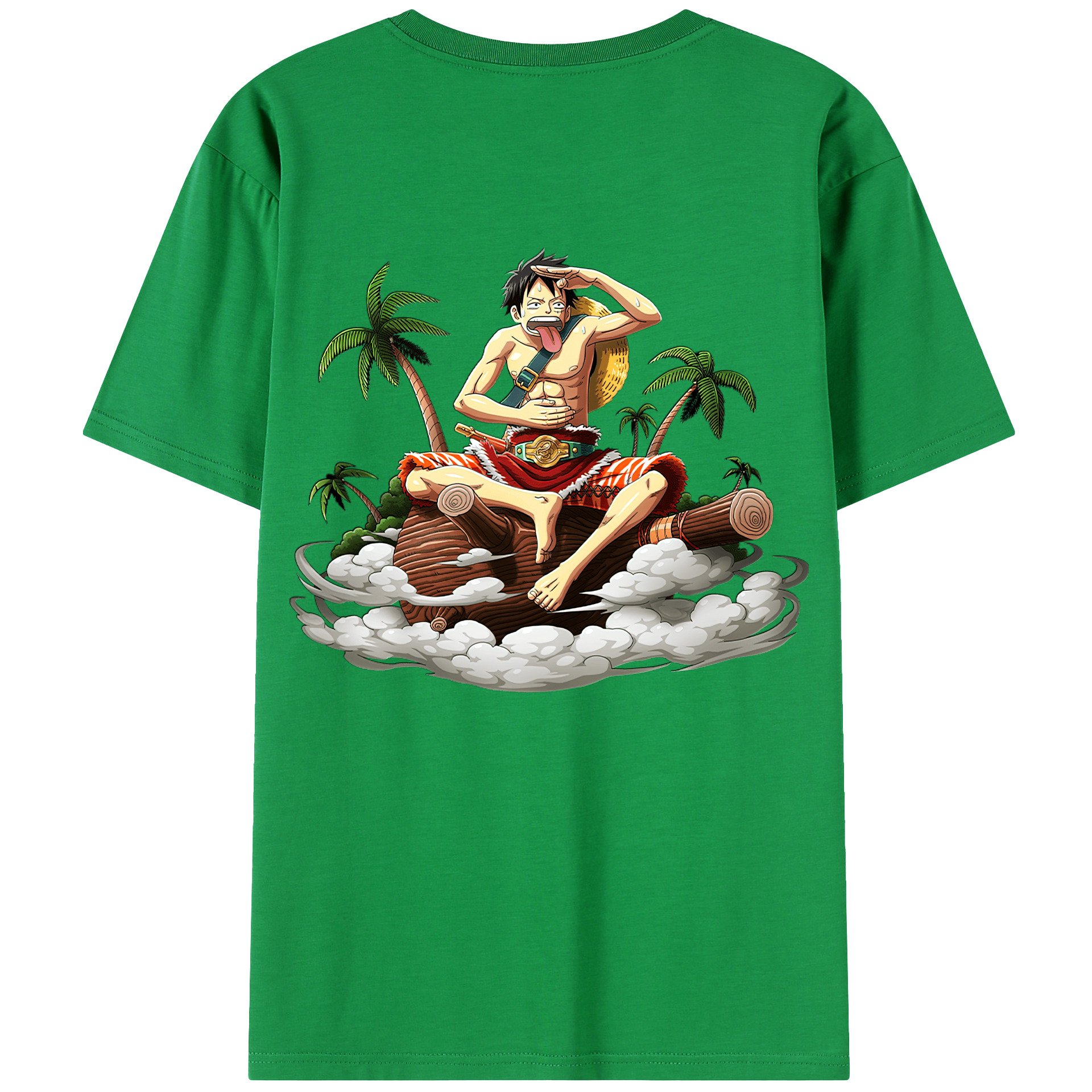 ワンピース モンキー・D・ルフィ ONE PIECE Monkey D. Luffy 綿100％ メンズ半袖Tシャツ（バックプリント） 通気性