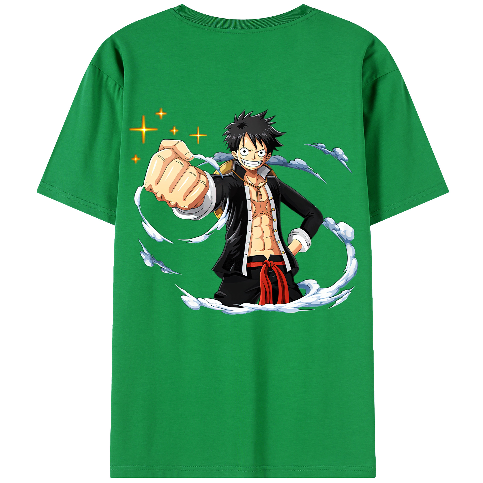ワンピース モンキー・D・ルフィ ONE PIECE Monkey D. Luffy 綿100％ メンズ半袖Tシャツ（バックプリント） 通気性
