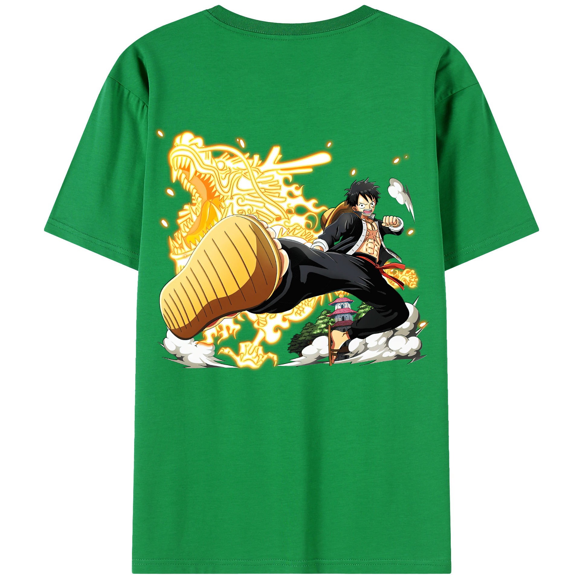ワンピース モンキー・D・ルフィ ONE PIECE Monkey D. Luffy 綿100％ メンズ半袖Tシャツ（バックプリント） 通気性