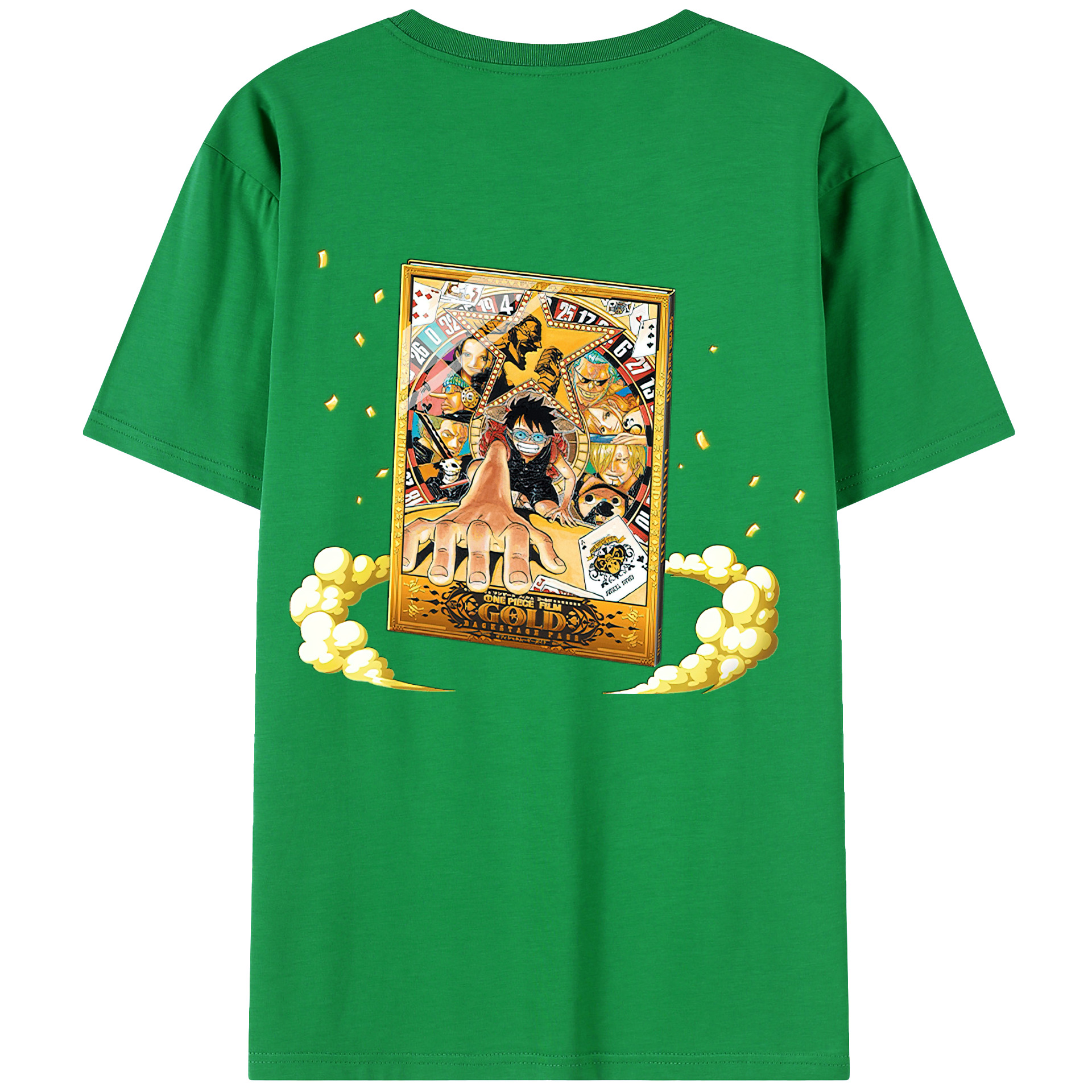 ワンピース モンキー・D・ルフィ ONE PIECE Monkey D. Luffy 綿100％ メンズ半袖Tシャツ（バックプリント） 通気性