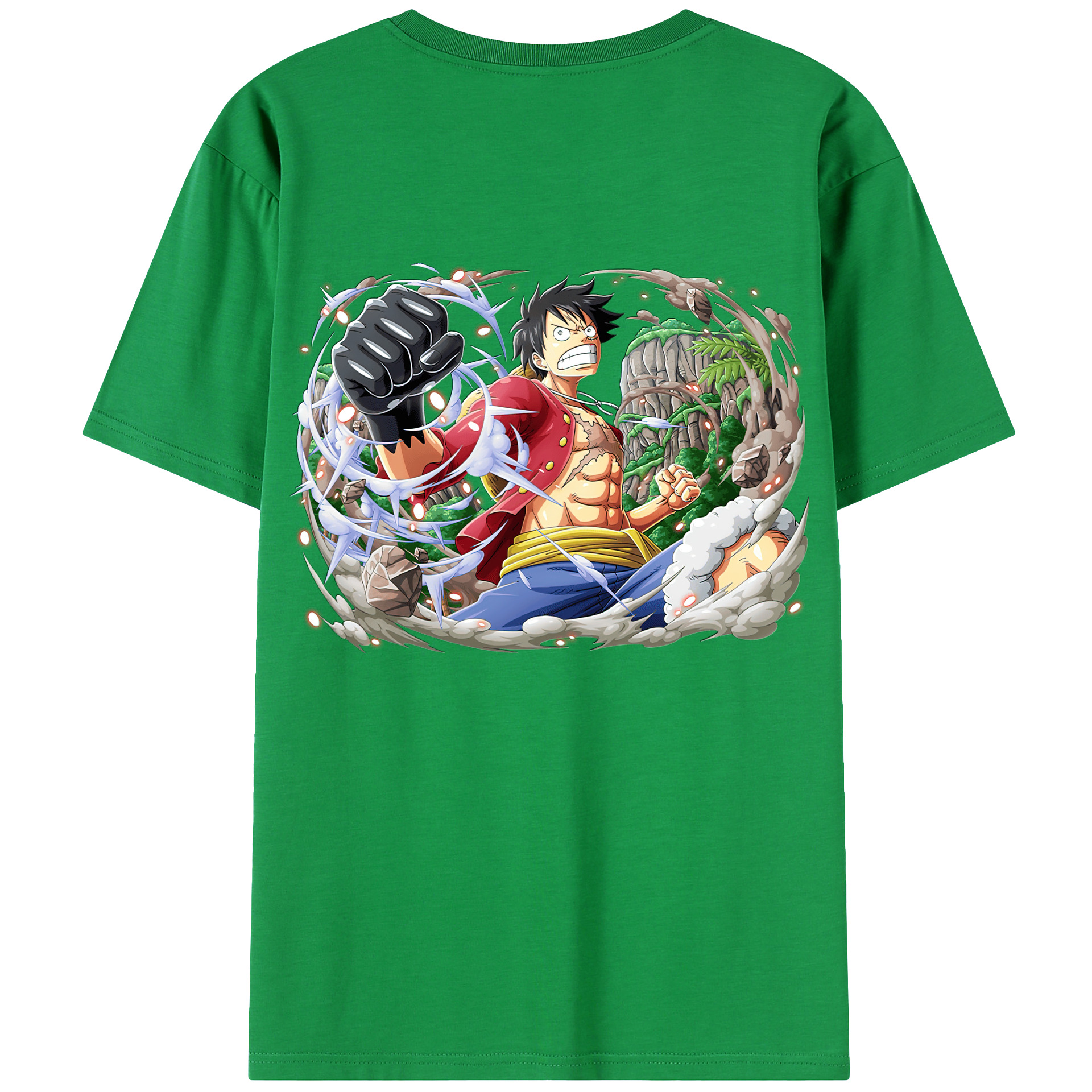 ワンピース モンキー・D・ルフィ ONE PIECE Monkey D. Luffy 綿100％ メンズ半袖Tシャツ（バックプリント） 通気性