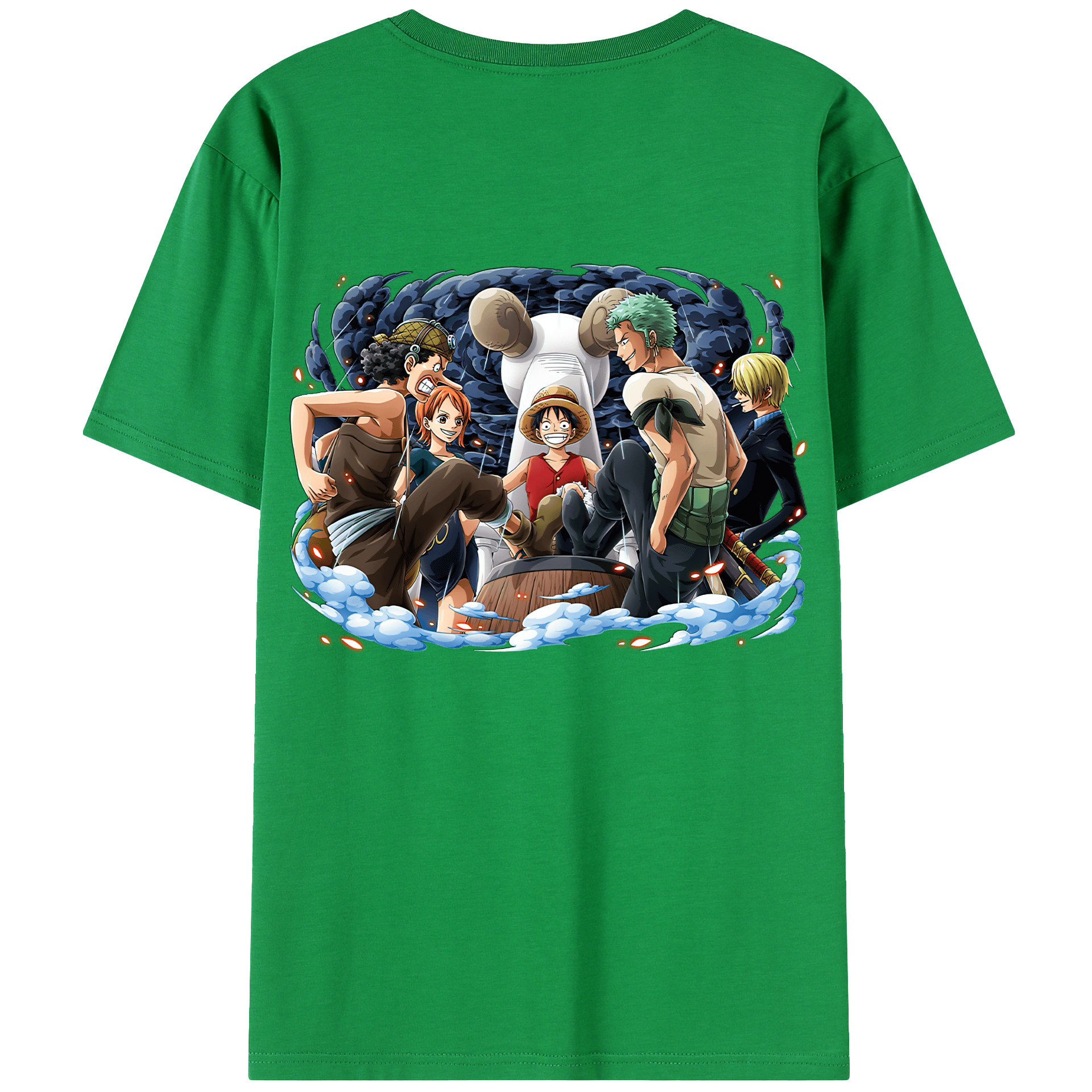 ワンピース モンキー・D・ルフィ ONE PIECE Monkey D. Luffy 綿100％ メンズ半袖Tシャツ（バックプリント） 通気性