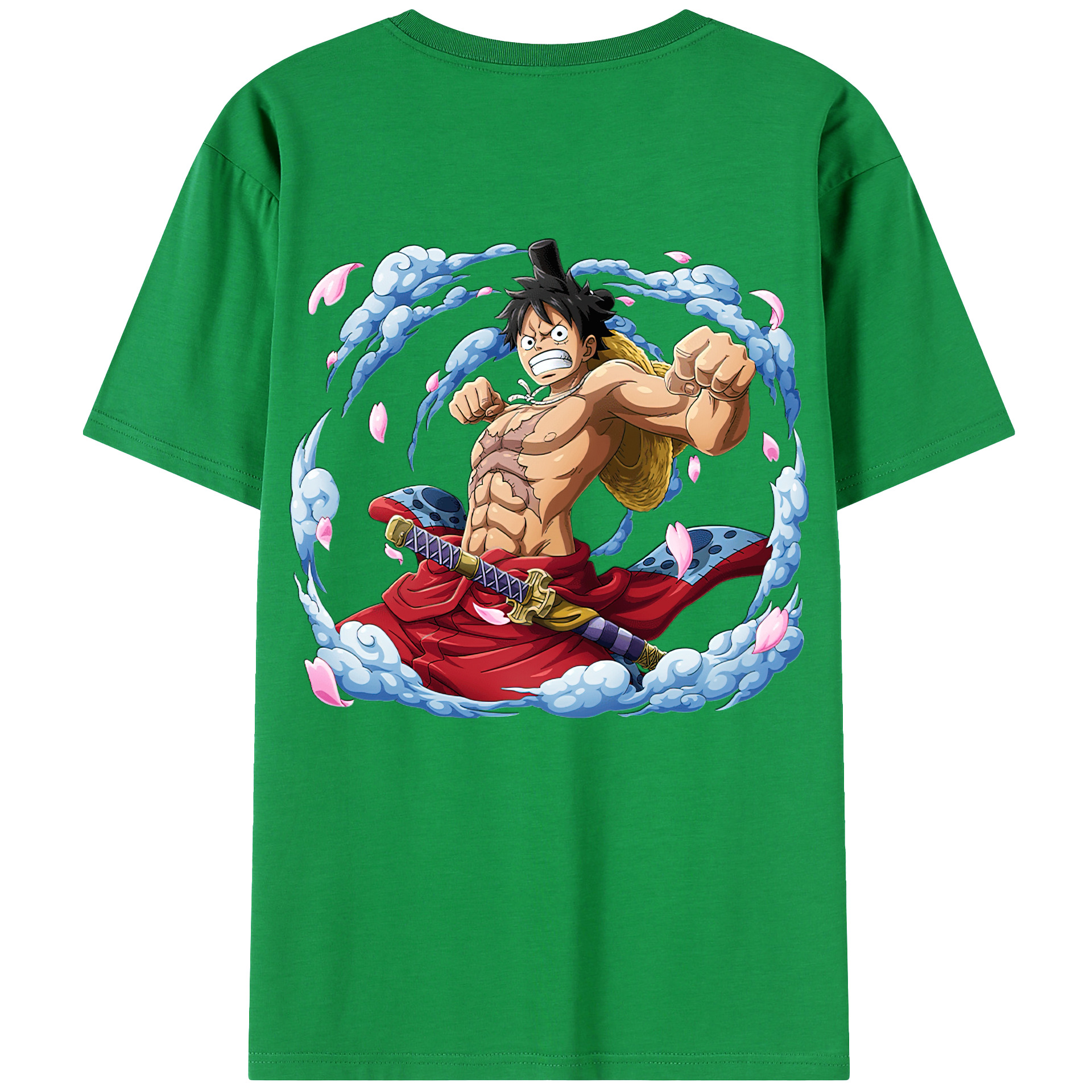 ワンピース モンキー・D・ルフィ ONE PIECE Monkey D. Luffy 綿100％ メンズ半袖Tシャツ（バックプリント） 通気性