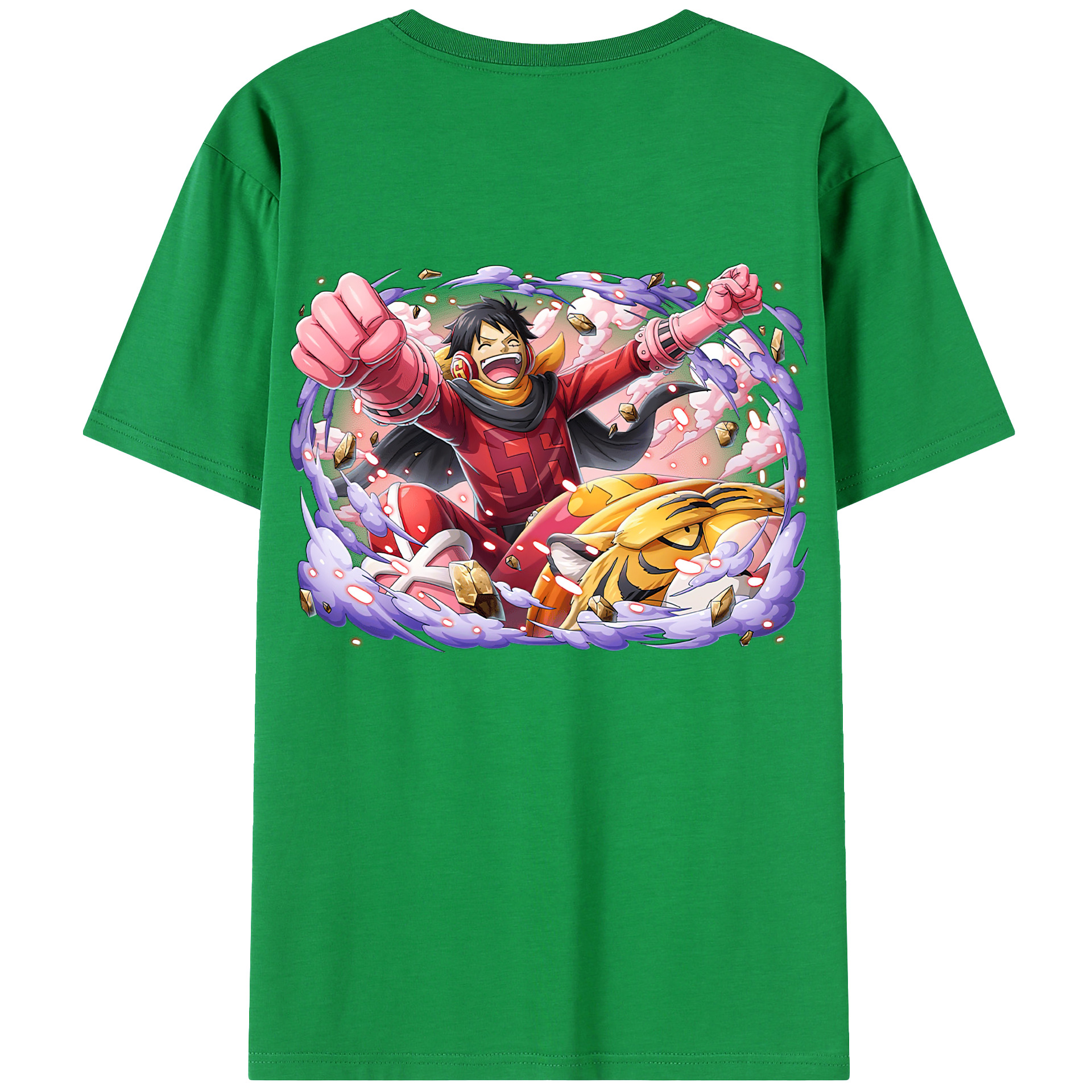 ワンピース モンキー・D・ルフィ ONE PIECE Monkey D. Luffy 綿100％ メンズ半袖Tシャツ（バックプリント） 通気性