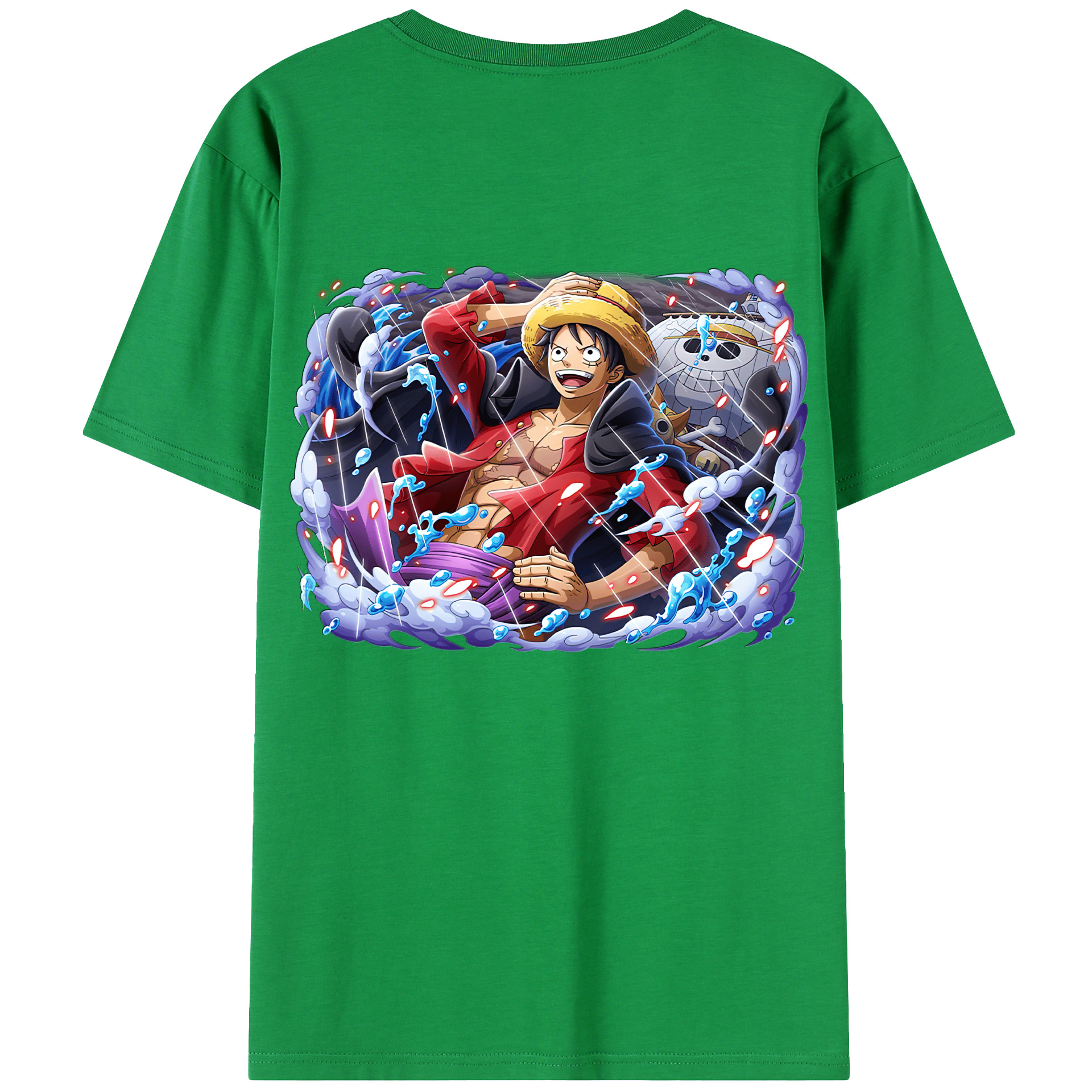 ワンピース モンキー・D・ルフィ ONE PIECE Monkey D. Luffy 綿100％ メンズ半袖Tシャツ（バックプリント） 通気性