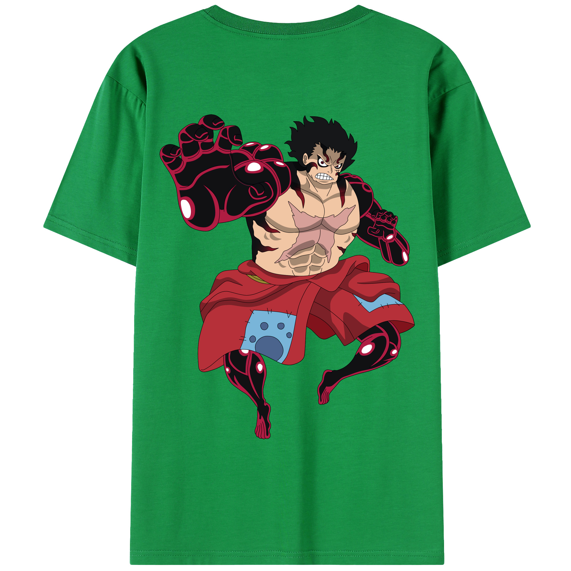 ワンピース モンキー・D・ルフィ ONE PIECE Monkey D. Luffy 綿100％ メンズ半袖Tシャツ（バックプリント） 通気性
