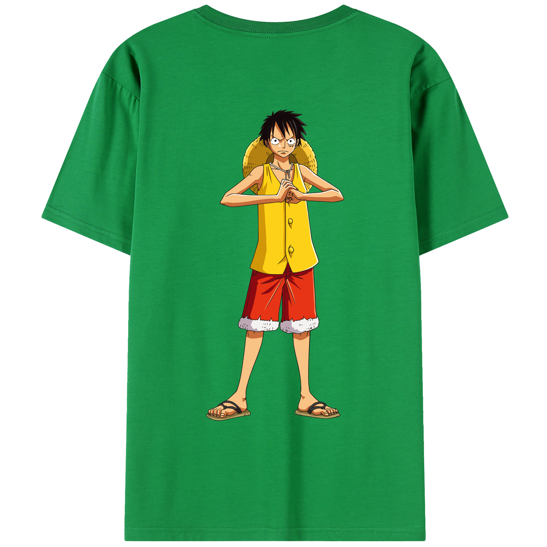 ワンピース モンキー・D・ルフィ ONE PIECE Monkey D. Luffy 綿100％ メンズ半袖Tシャツ（バックプリント） 通気性