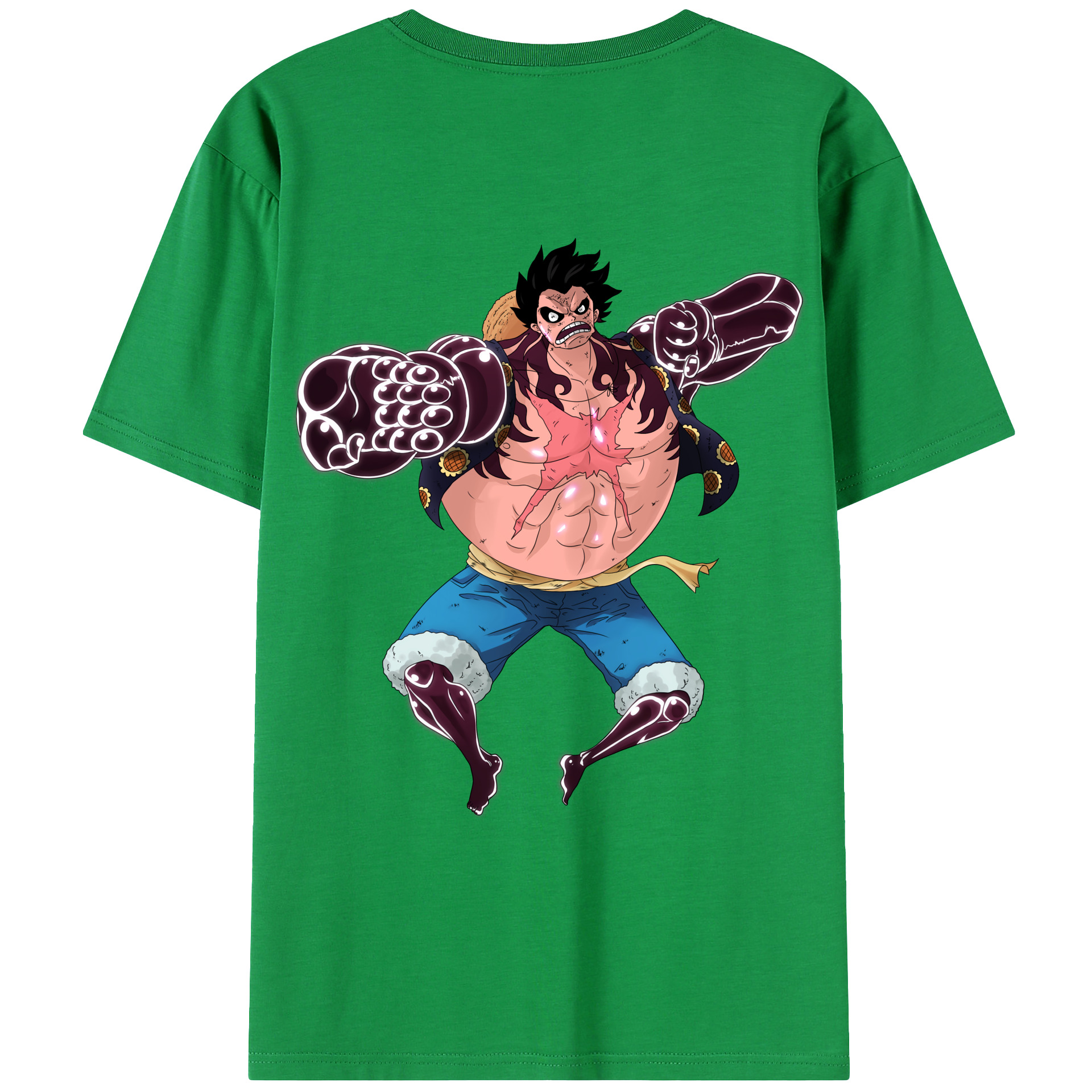 ワンピース モンキー・D・ルフィ ONE PIECE Monkey D. Luffy 綿100％ メンズ半袖Tシャツ（バックプリント） 通気性