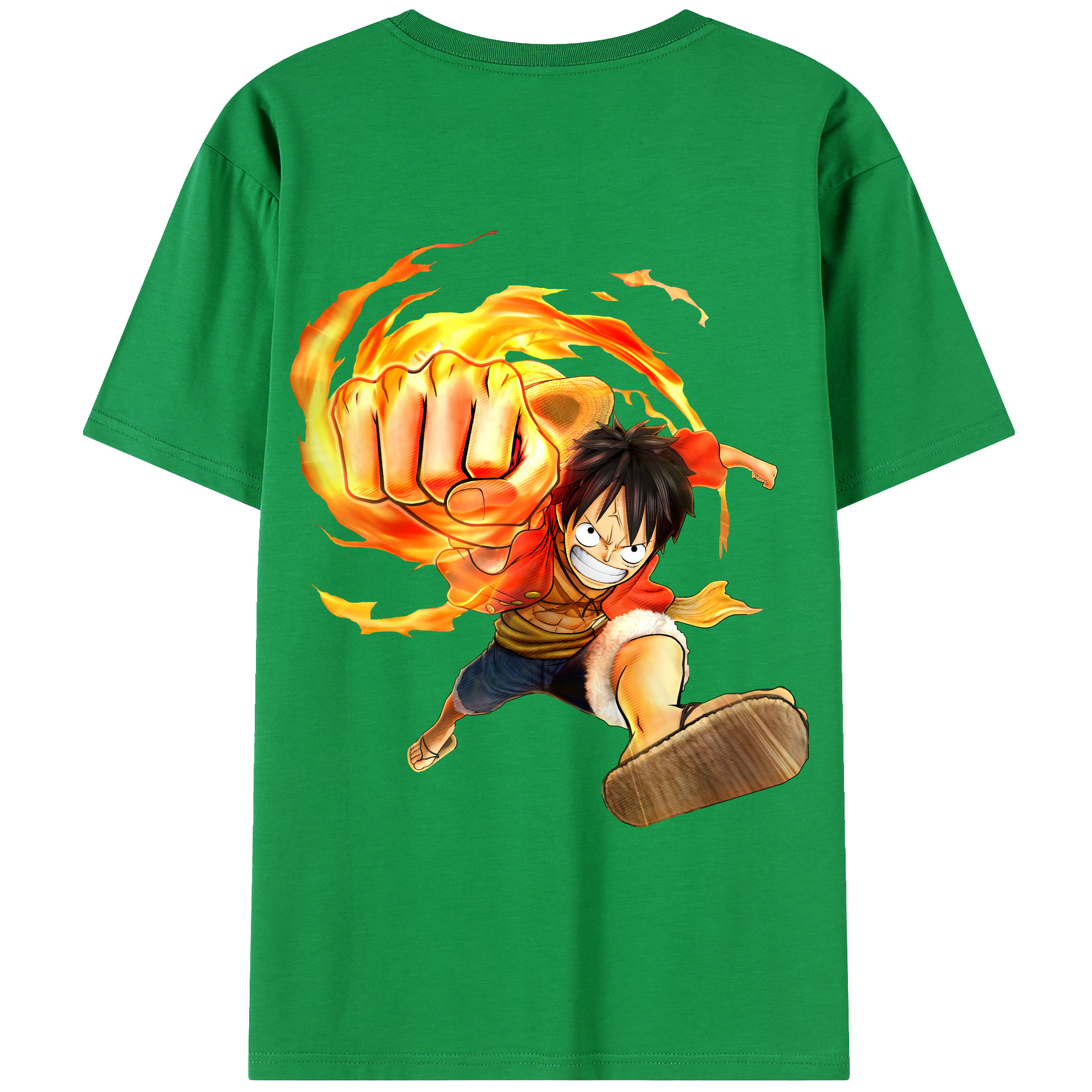 （画像用） ワンピース モンキー・D・ルフィ ONE PIECE Monkey D. Luffy 綿100％ メンズ半袖Tシャツ（バックプリント） 通気性