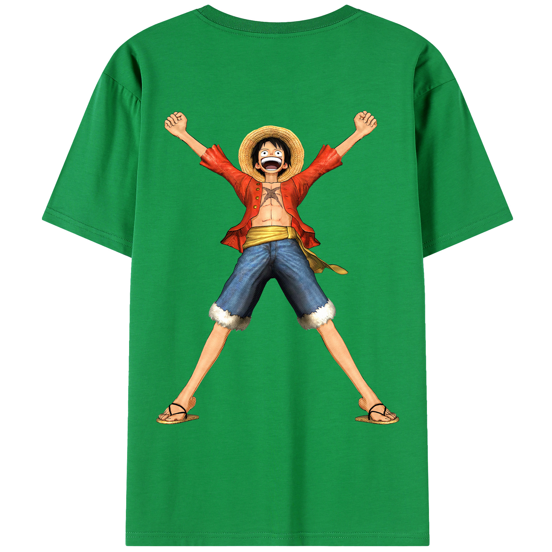 ワンピース モンキー・D・ルフィ ONE PIECE Monkey D. Luffy 綿100％ メンズ半袖Tシャツ（バックプリント） 通気性