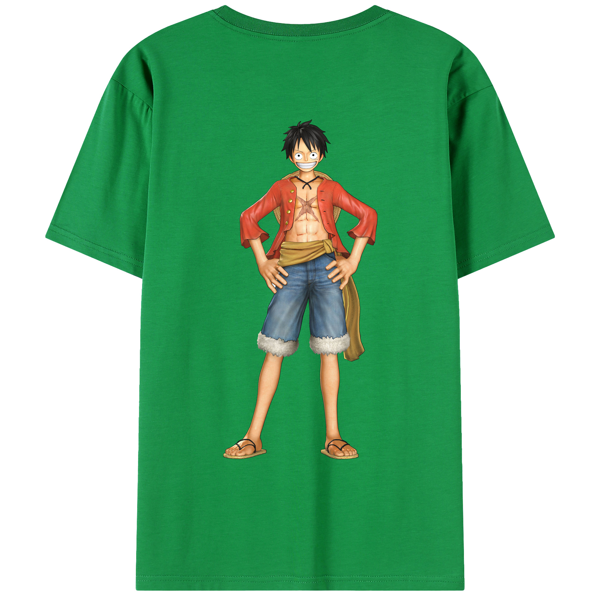 ワンピース モンキー・D・ルフィ ONE PIECE Monkey D. Luffy 綿100％ メンズ半袖Tシャツ（バックプリント） 通気性