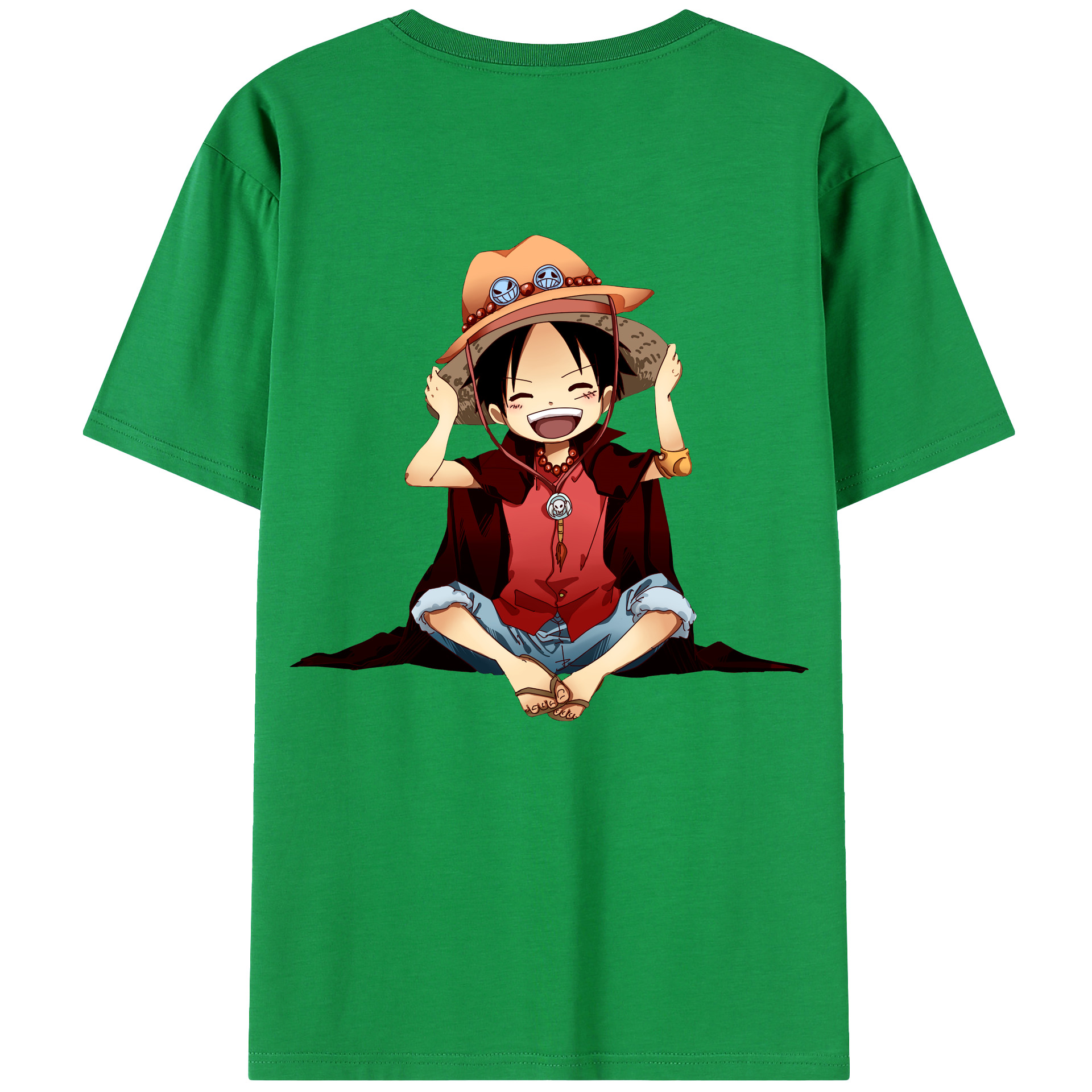 ワンピース モンキー・D・ルフィ ONE PIECE Monkey D. Luffy 綿100％ メンズ半袖Tシャツ（バックプリント） 通気性