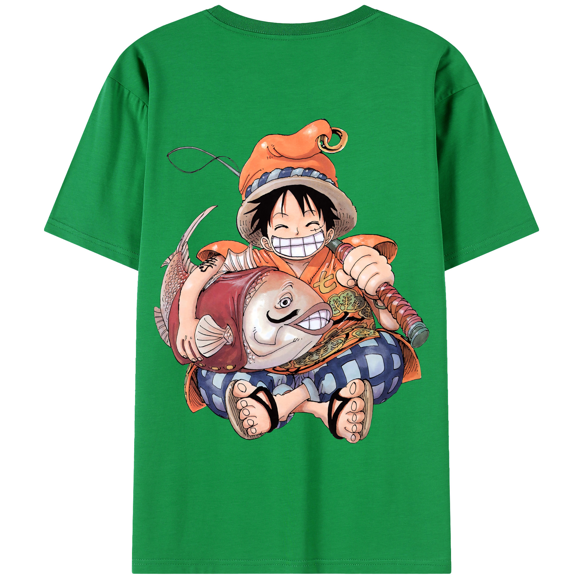 ワンピース モンキー・D・ルフィ ONE PIECE Monkey D. Luffy 綿100％ メンズ半袖Tシャツ（バックプリント） 通気性
