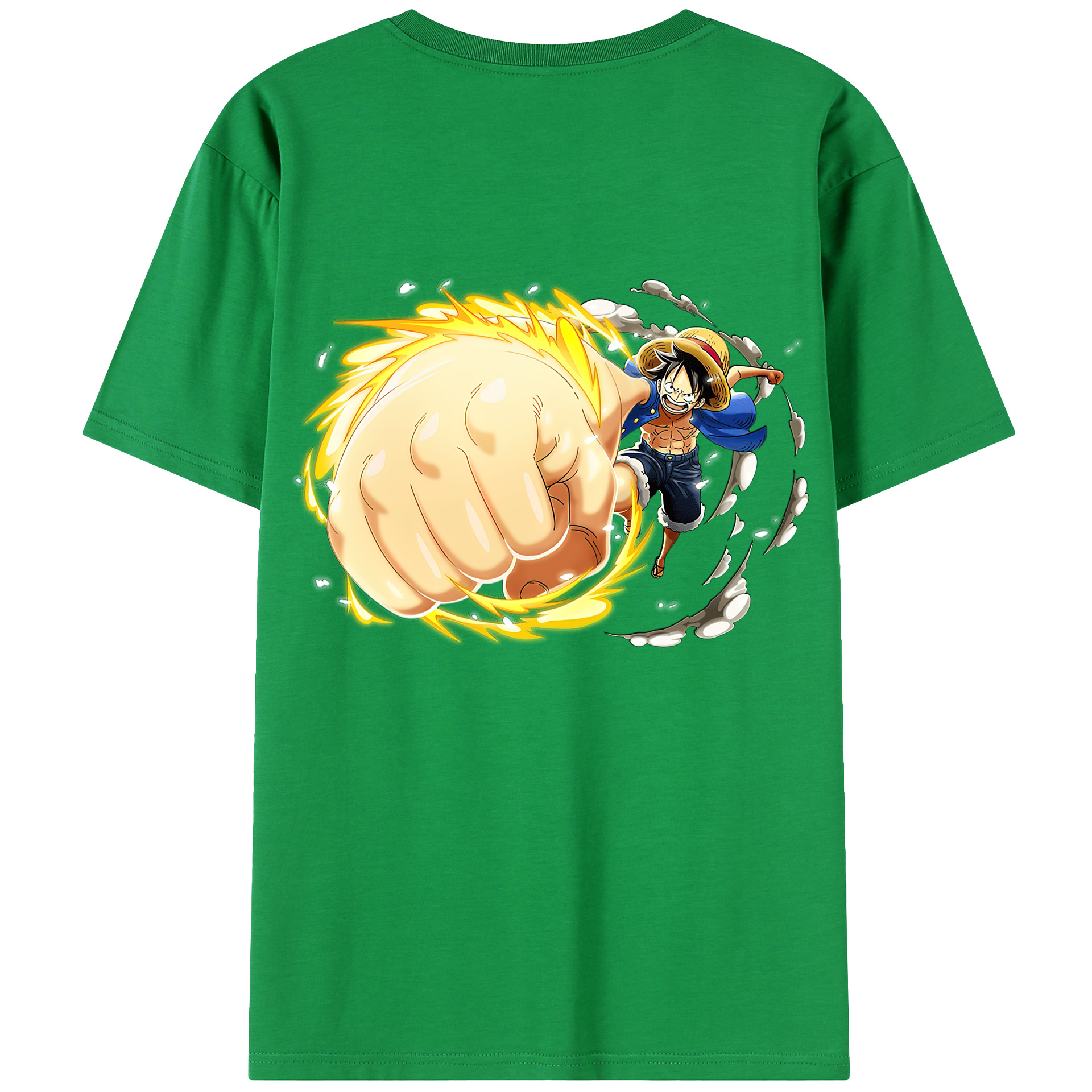 （画像用） ワンピース モンキー・D・ルフィ ONE PIECE Monkey D. Luffy 綿100％ メンズ半袖Tシャツ（バックプリント） 通気性