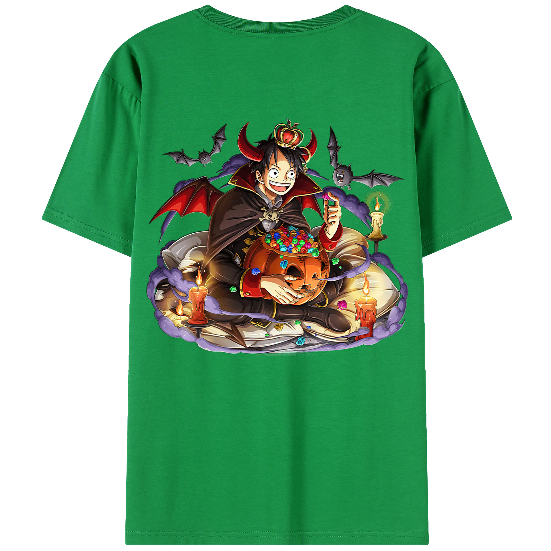 ワンピース モンキー・D・ルフィ ONE PIECE Monkey D. Luffy 綿100％ メンズ半袖Tシャツ（バックプリント） 通気性