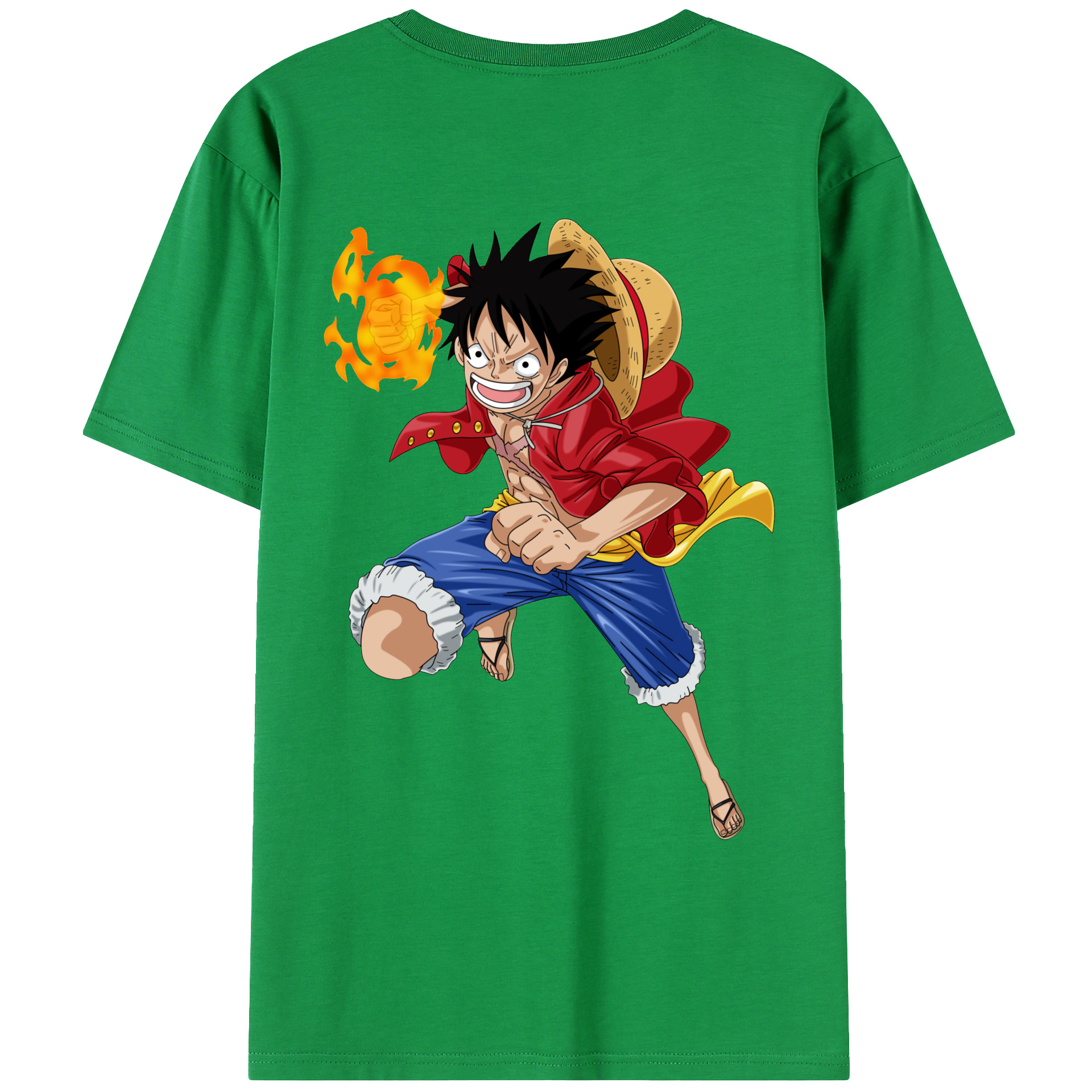 ワンピース モンキー・D・ルフィ ONE PIECE Monkey D. Luffy 綿100％ メンズ半袖Tシャツ（バックプリント） 通気性