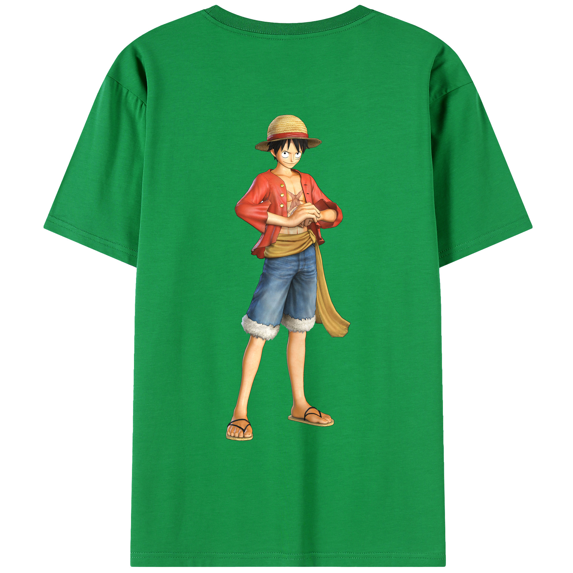 ワンピース モンキー・D・ルフィ ONE PIECE Monkey D. Luffy 綿100％ メンズ半袖Tシャツ（バックプリント） 通気性