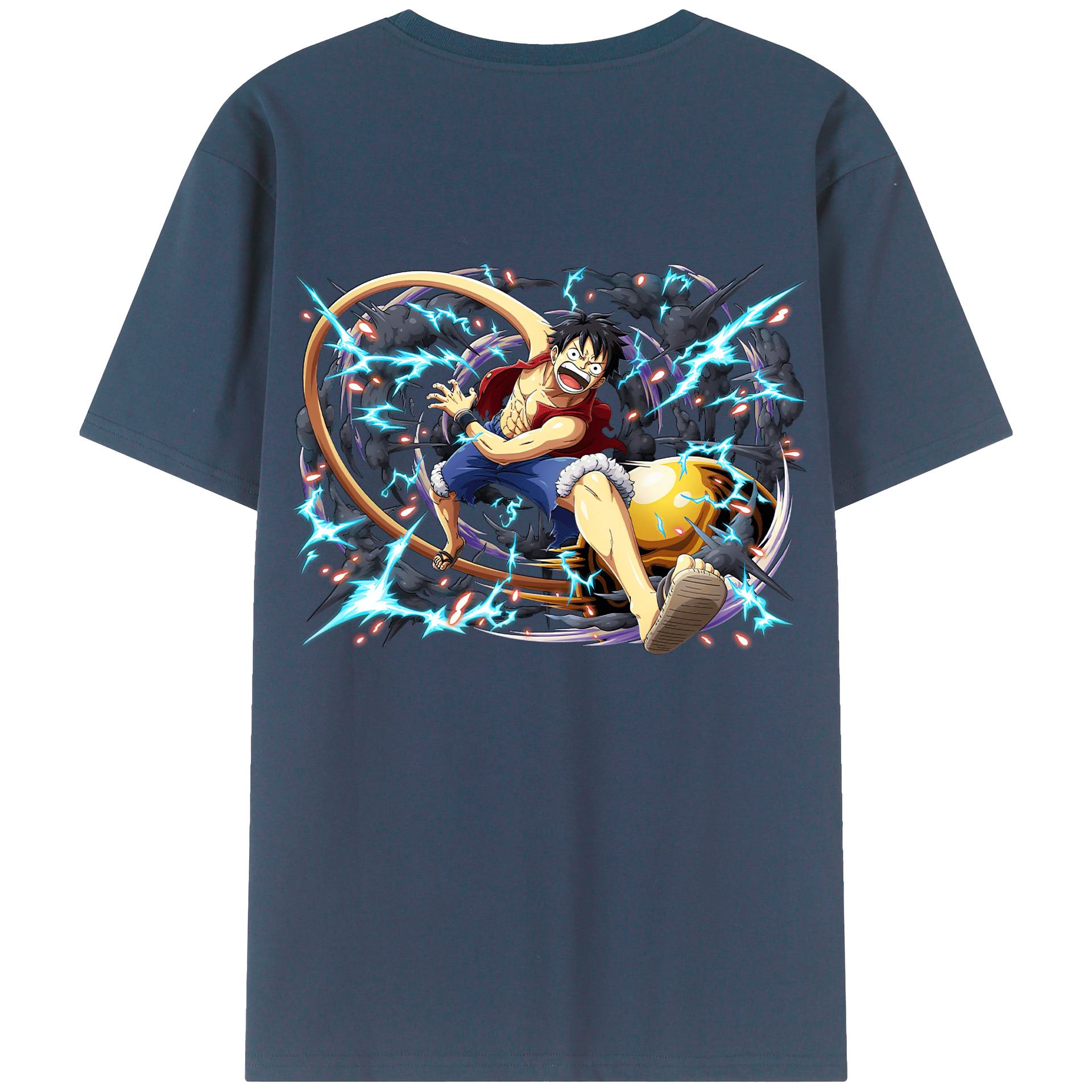ワンピース モンキー・D・ルフィ ONE PIECE Monkey D. Luffy 綿100％ メンズ半袖Tシャツ（バックプリント） 通気性