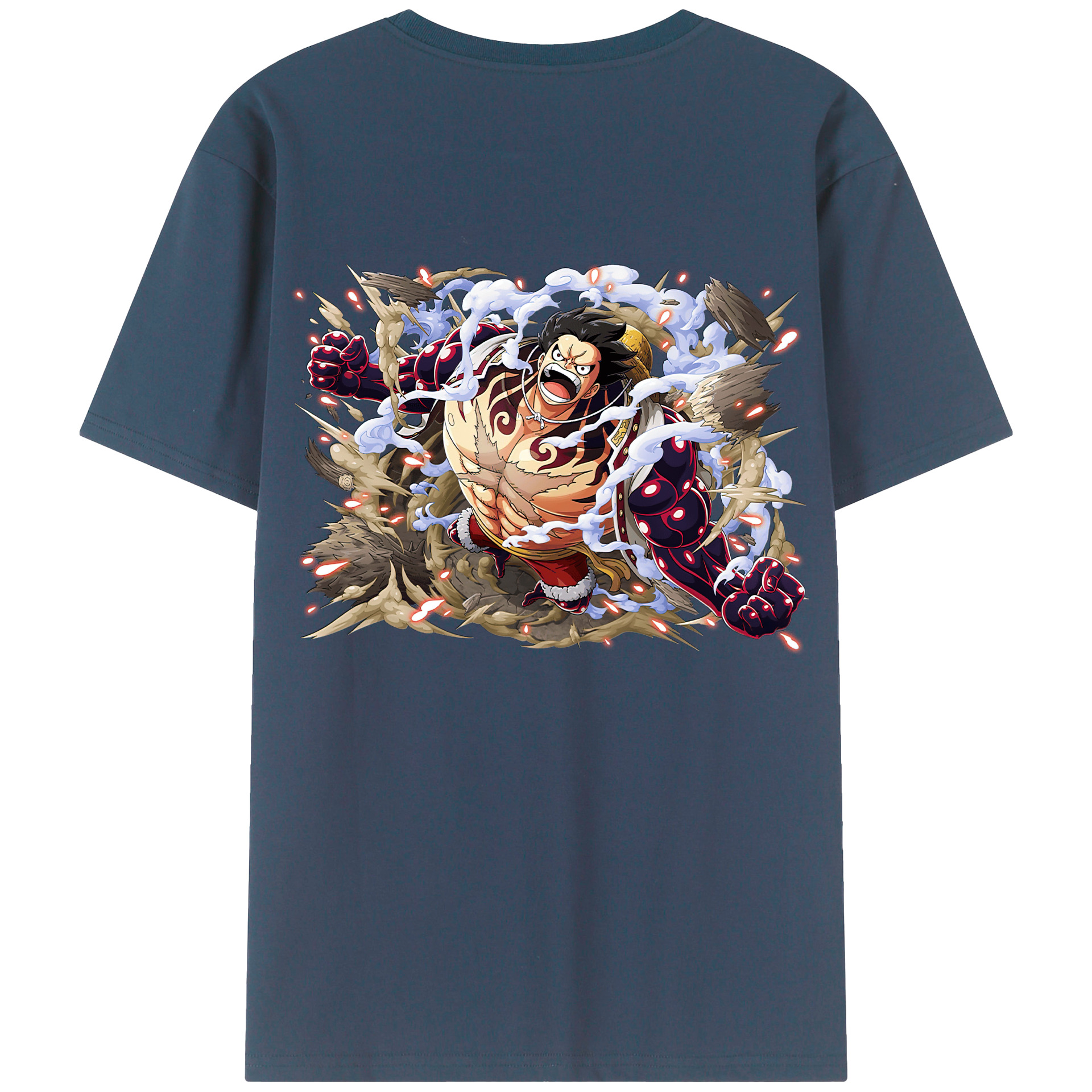ワンピース モンキー・D・ルフィ ONE PIECE Monkey D. Luffy 綿100％ メンズ半袖Tシャツ（バックプリント） 通気性