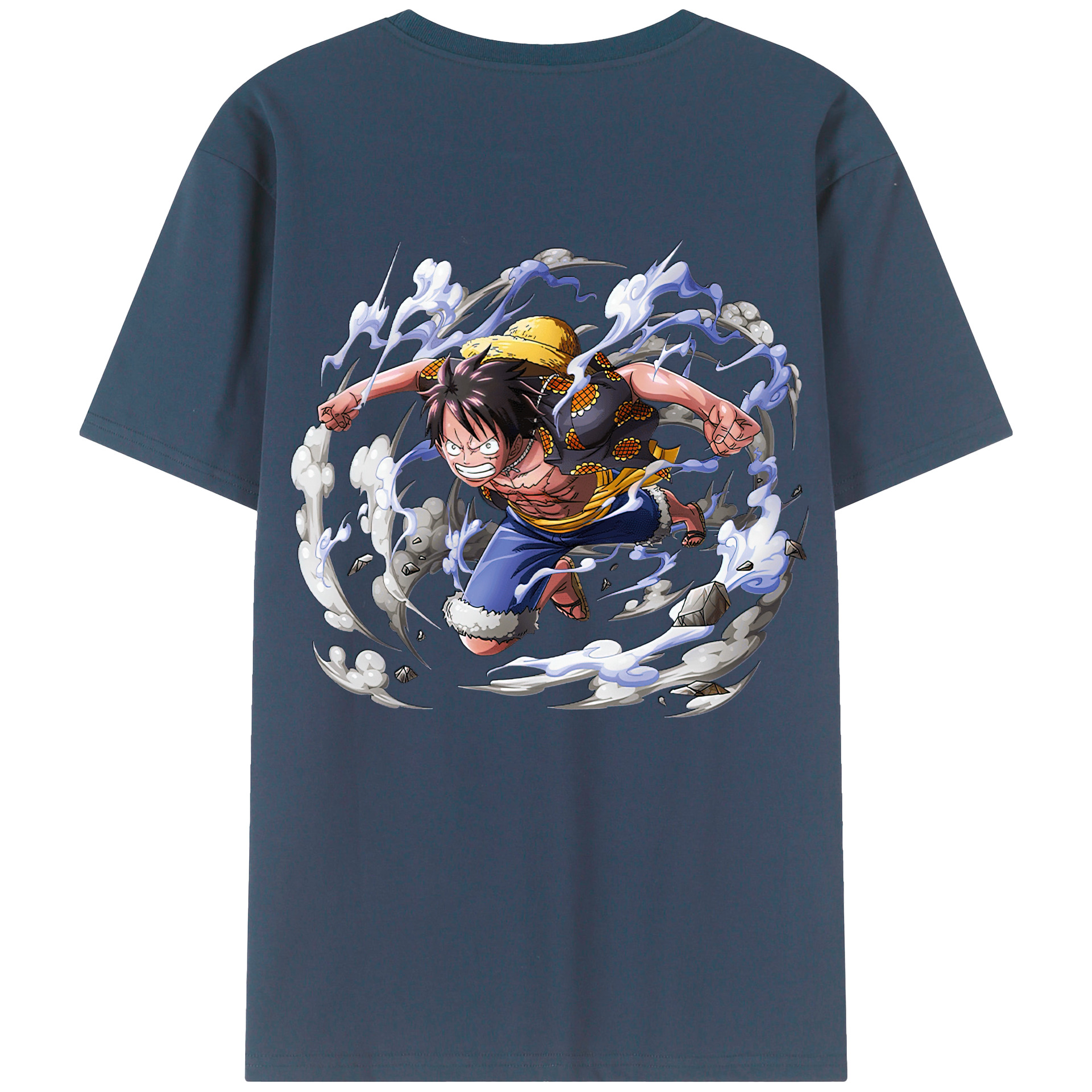 ワンピース モンキー・D・ルフィ ONE PIECE Monkey D. Luffy 綿100％ メンズ半袖Tシャツ（バックプリント） 通気性