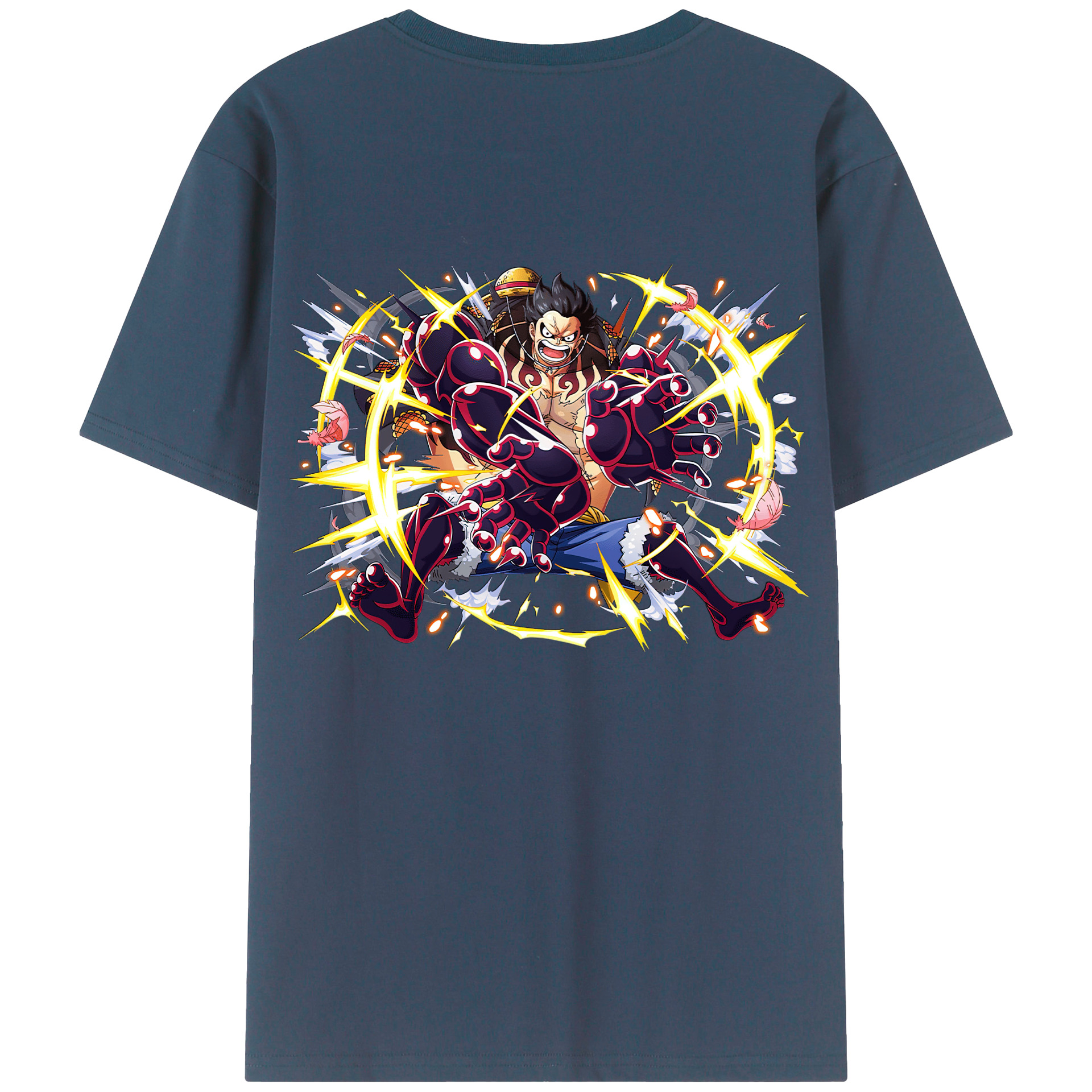 ワンピース モンキー・D・ルフィ ONE PIECE Monkey D. Luffy 綿100％ メンズ半袖Tシャツ（バックプリント） 通気性